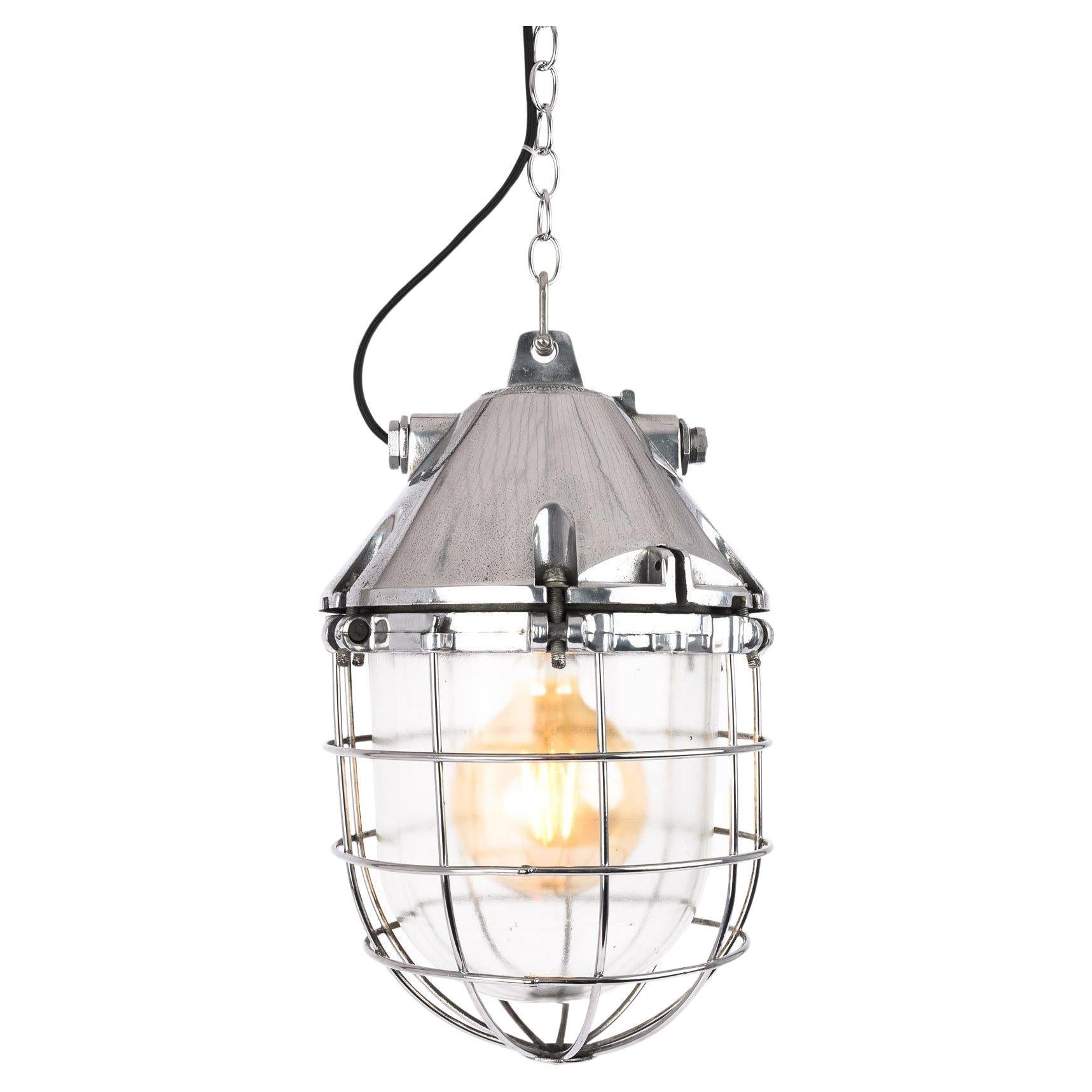 Lampes à cage industrielles XL polies provenant d'Europe de l'Est