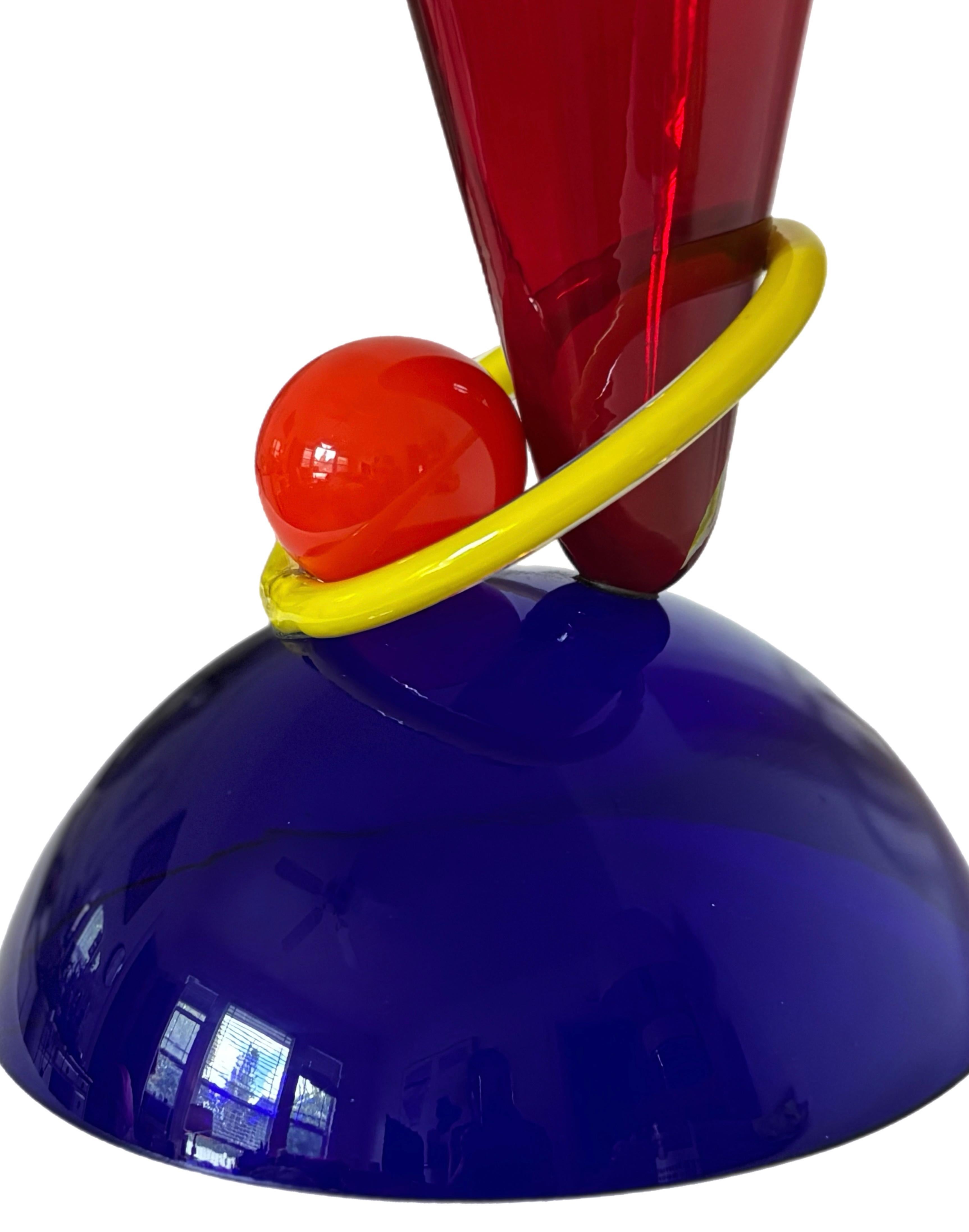 XL PostModern Memphis Ettore Sottsass Ip Murano Blown Glass Sculpture Vase Italy For Sale 5