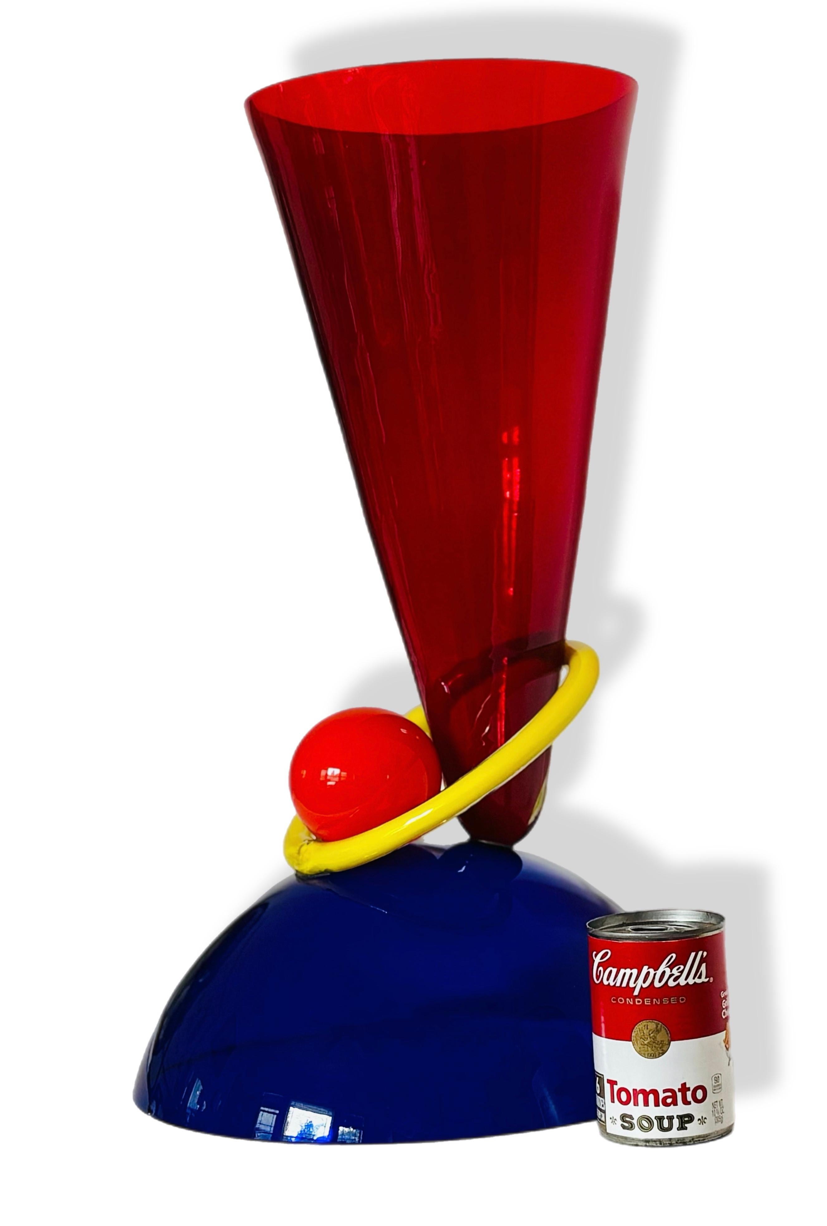 XL PostModern Memphis Ettore Sottsass Ip Murano Blown Glass Sculpture Vase Italy For Sale 7