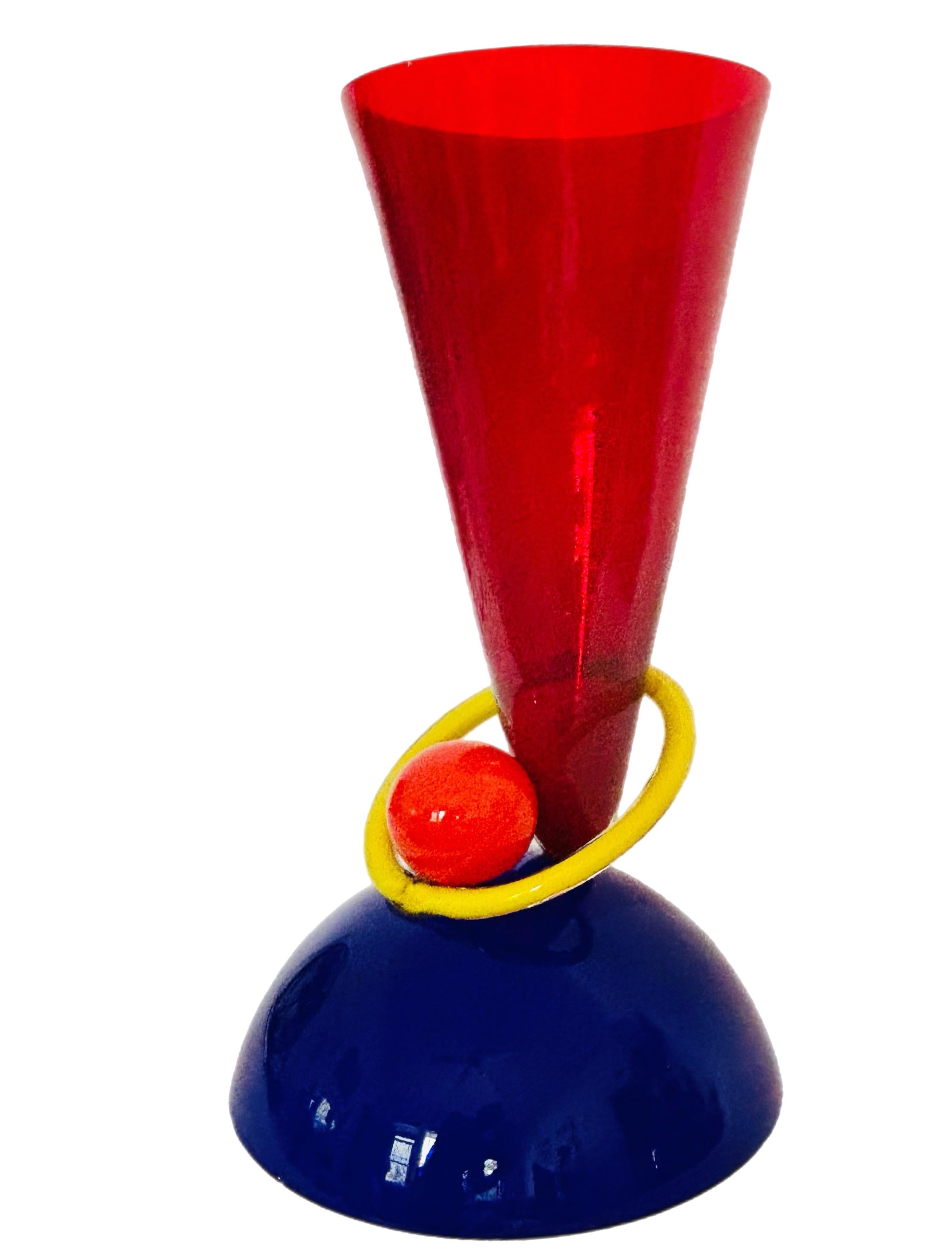 XL PostModern Memphis Ettore Sottsass Ip Murano Blown Glass Sculpture Vase Italy For Sale 8