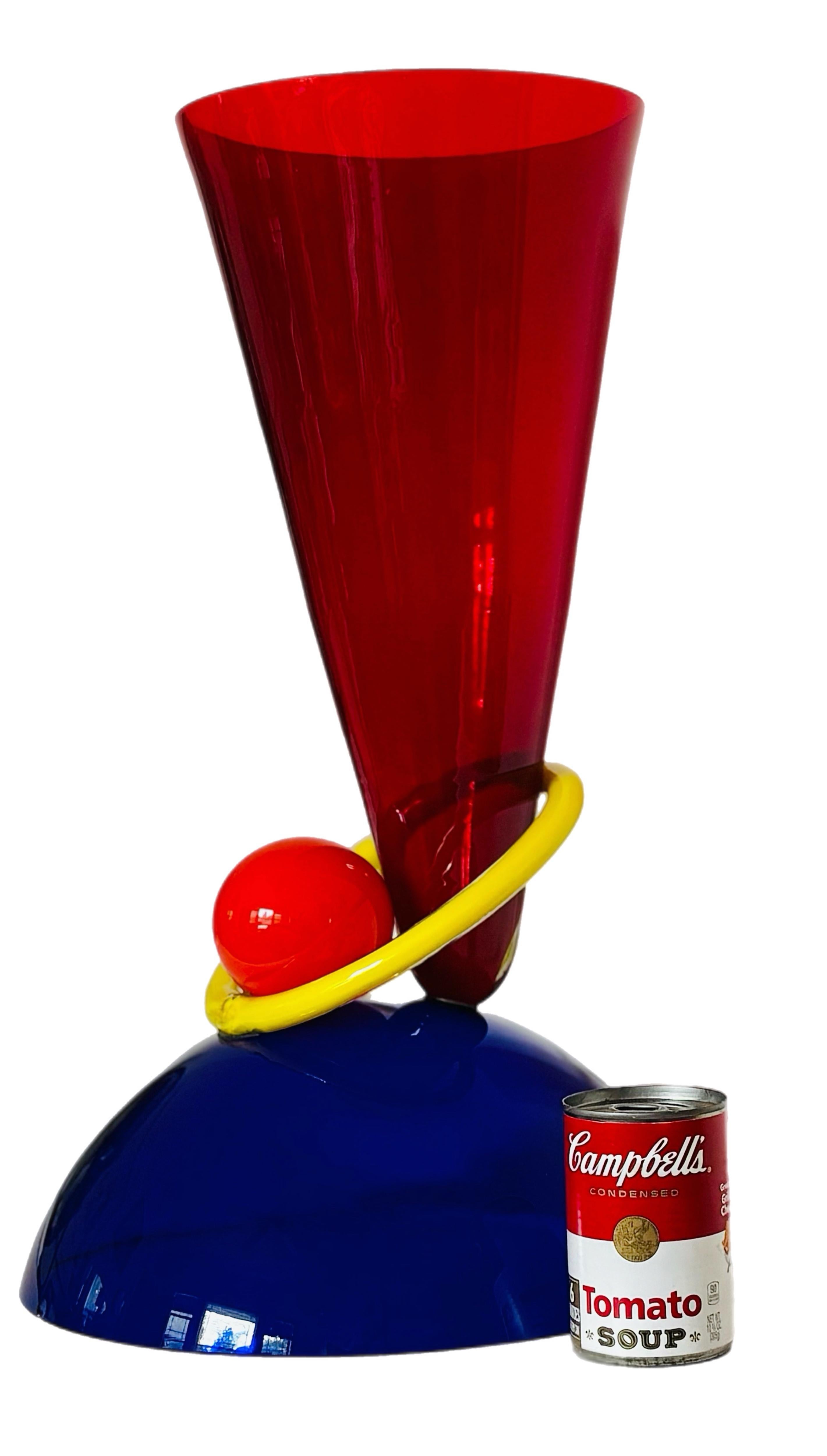 XL PostModern Memphis Ettore Sottsass Ip Murano Blown Glass Sculpture Vase Italy For Sale 10