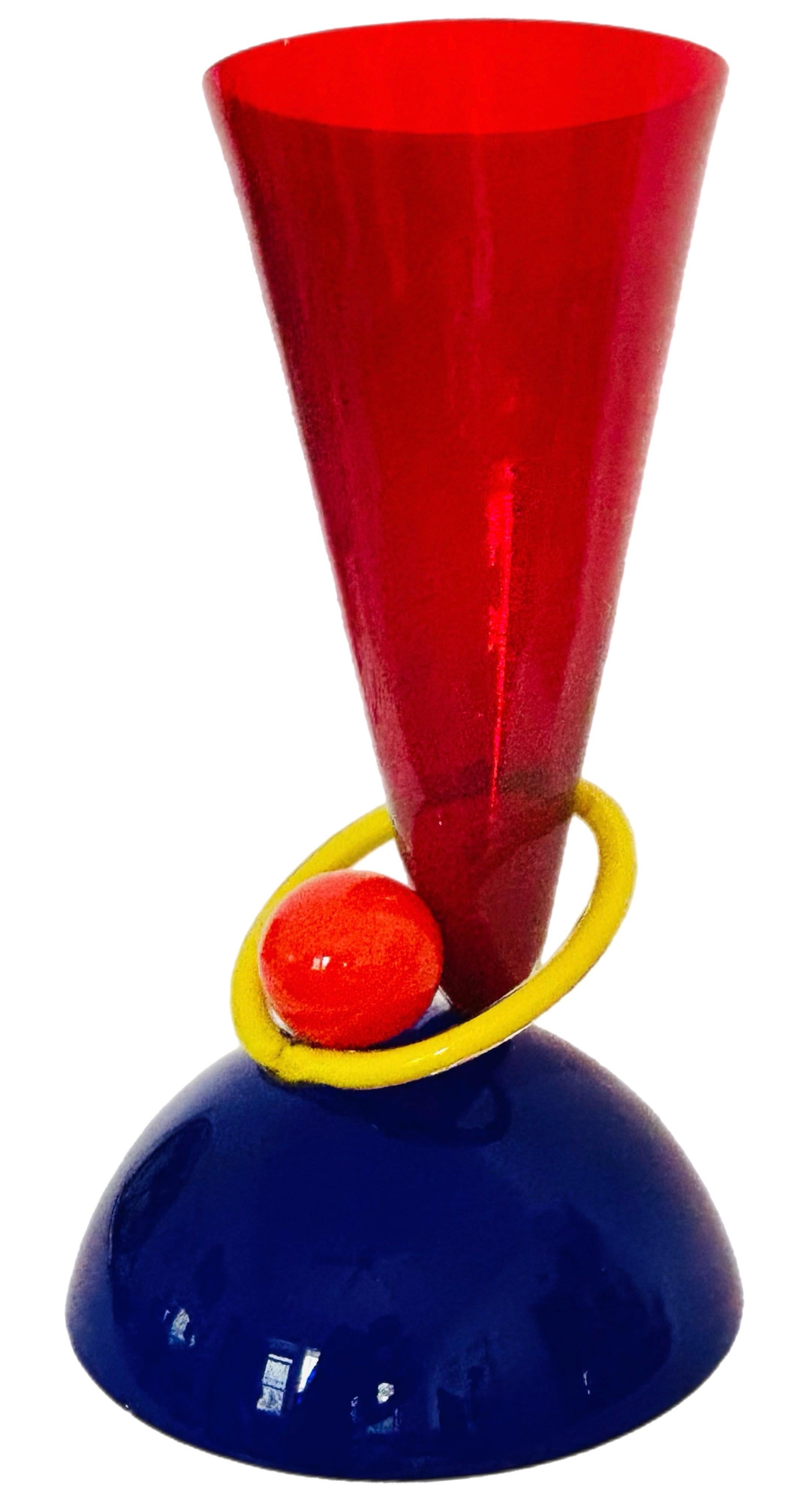 XL PostModern Memphis Ettore Sottsass Ip Murano Blown Glass Sculpture Vase Italy For Sale 11