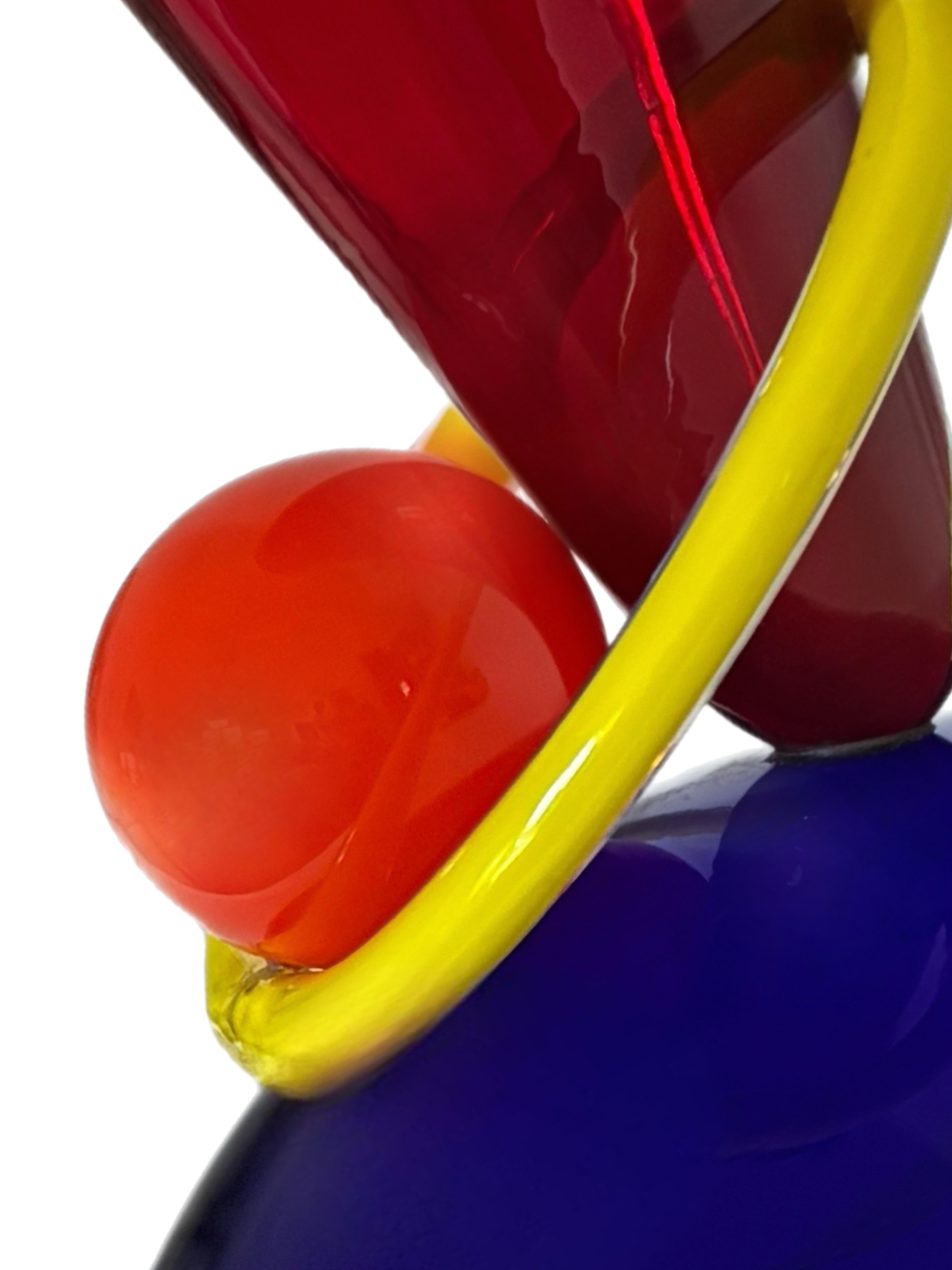 Italian XL PostModern Memphis Ettore Sottsass Ip Murano Blown Glass Sculpture Vase Italy For Sale