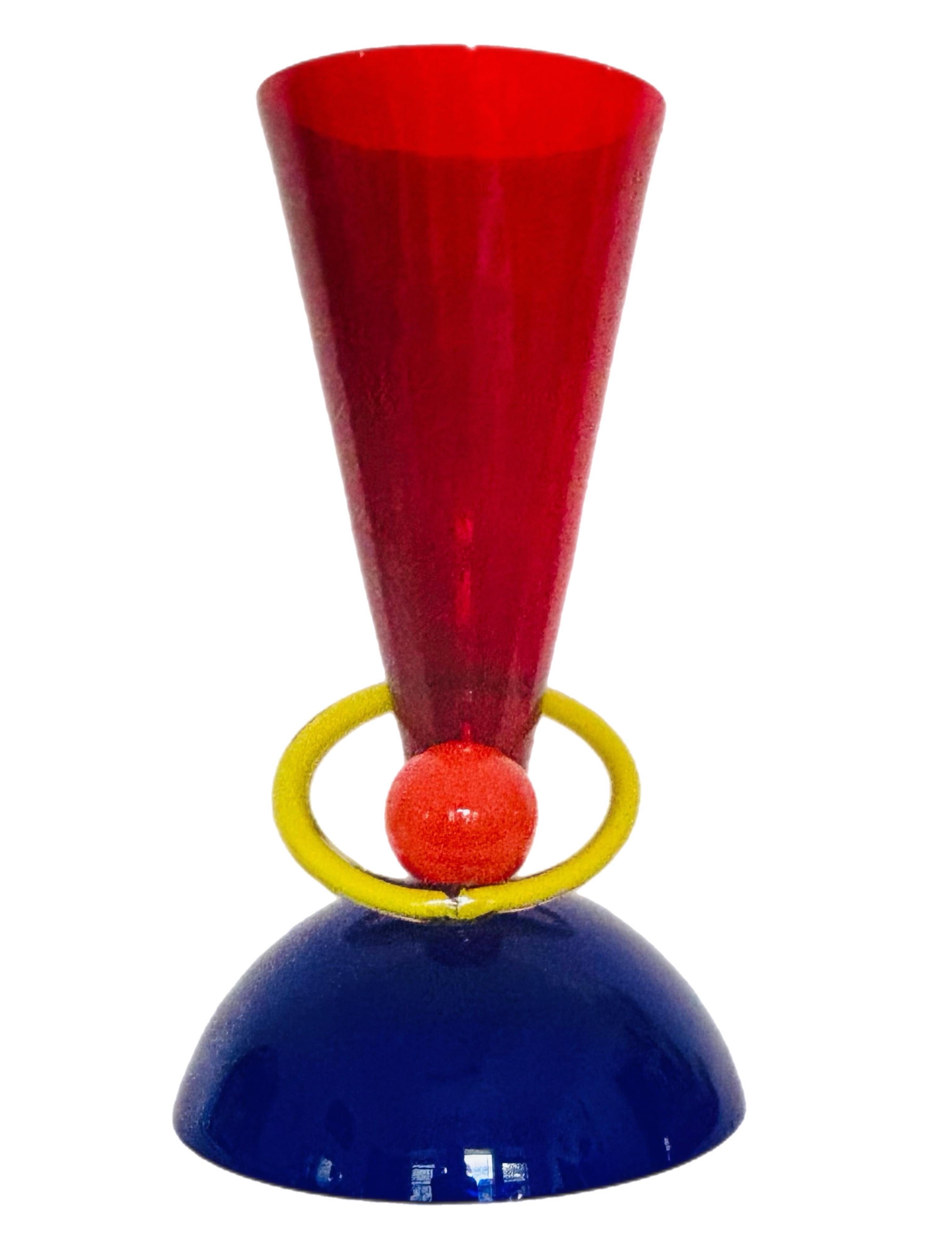 XL PostModern Memphis Ettore Sottsass Ip Murano Blown Glass Sculpture Vase Italy In Good Condition For Sale In St.Petersburg, FL