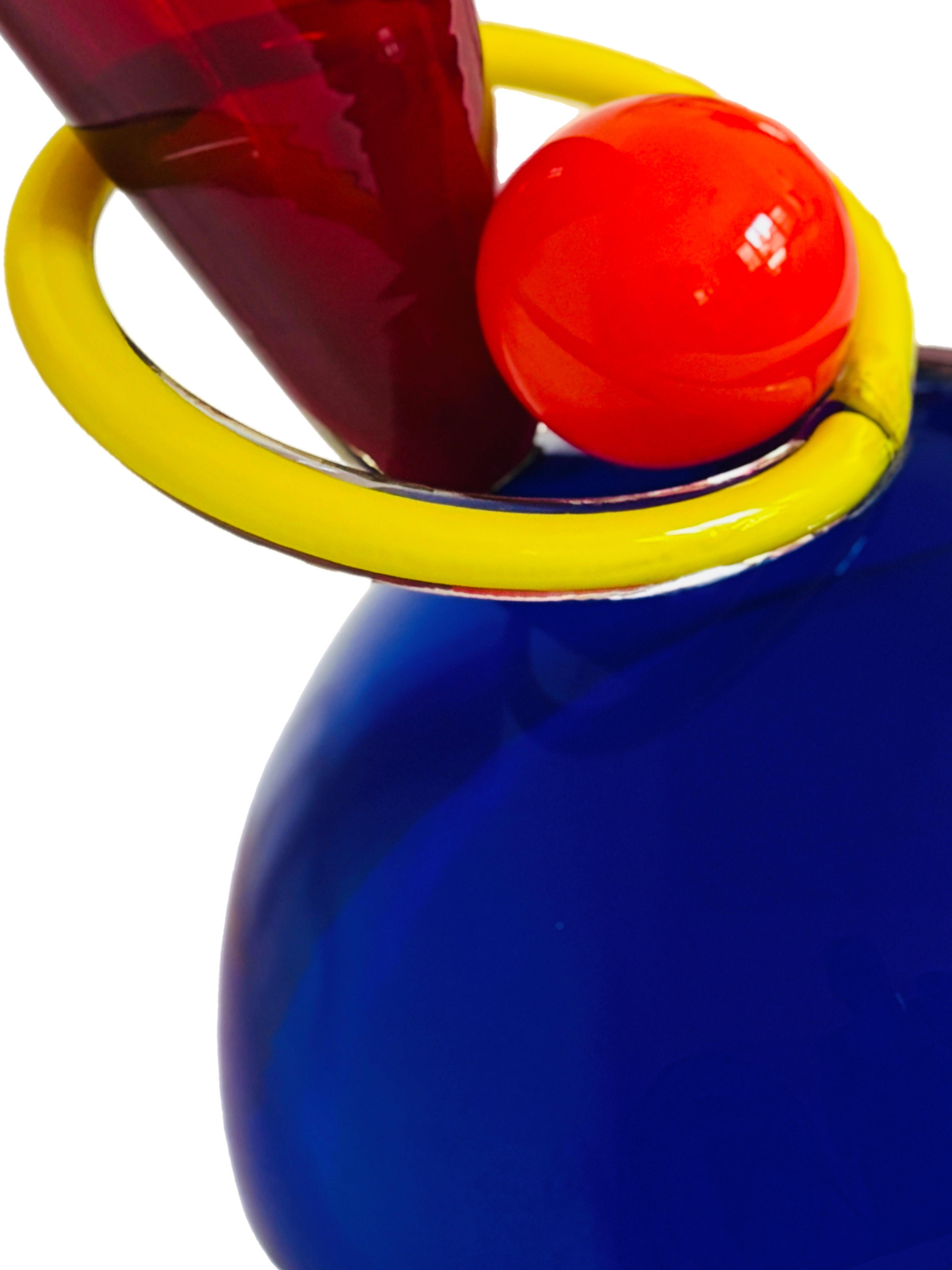 XL PostModern Memphis Ettore Sottsass Ip Murano Blown Glass Sculpture Vase Italy For Sale 2