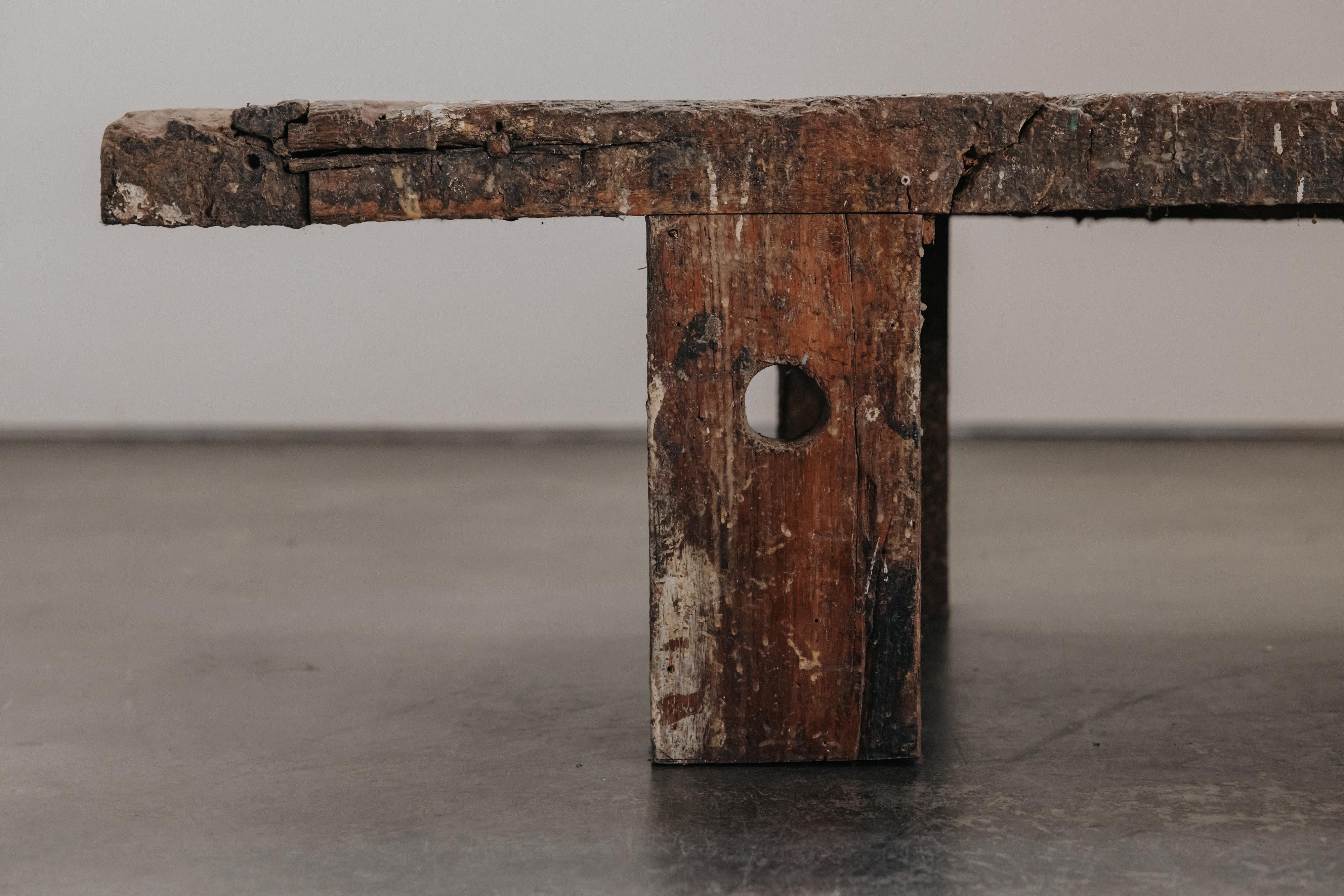 XL Primitive Oak Coffee Table From France, Circa 1940 For Sale 5