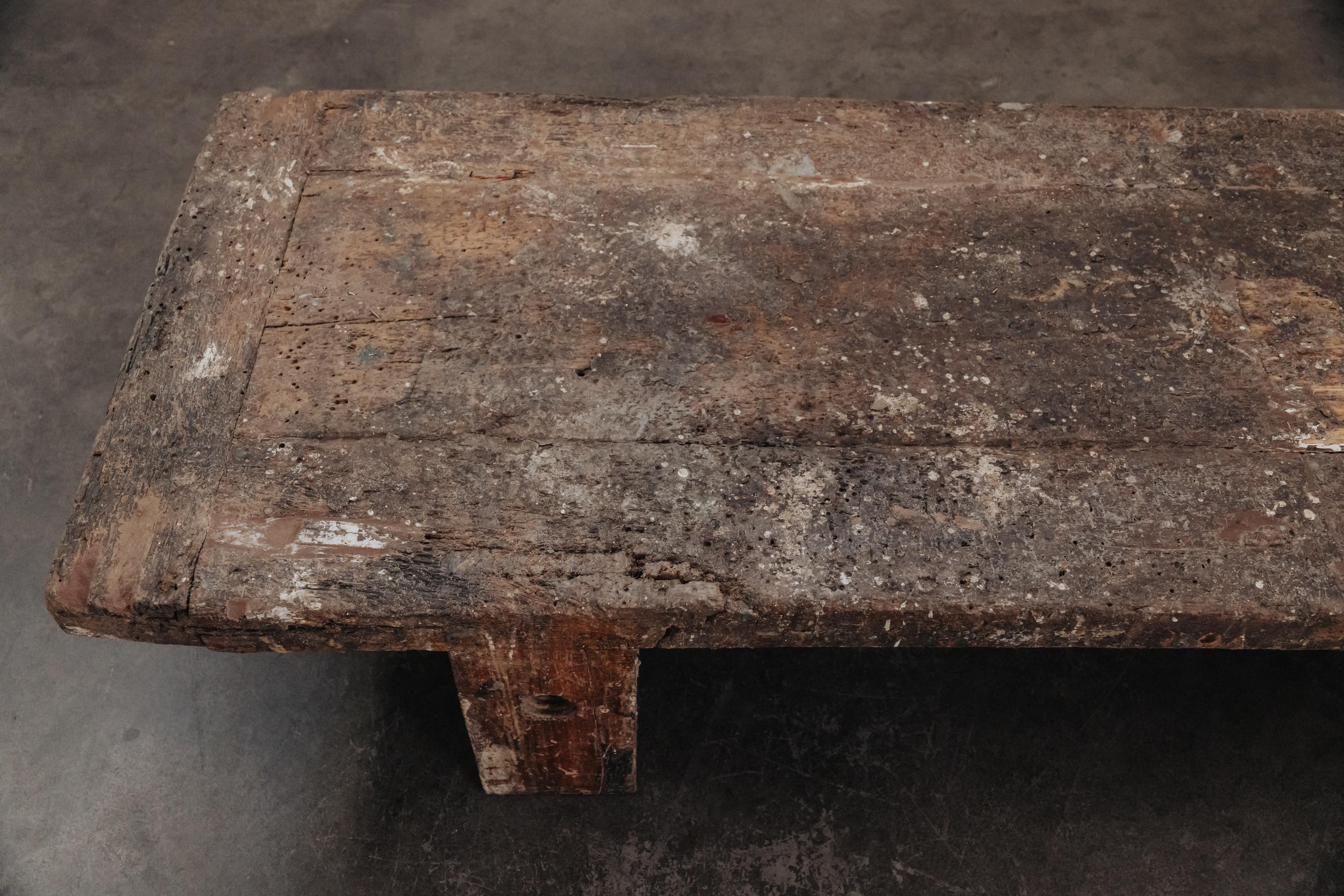 XL Primitive Oak Coffee Table From France, Circa 1940 For Sale 1