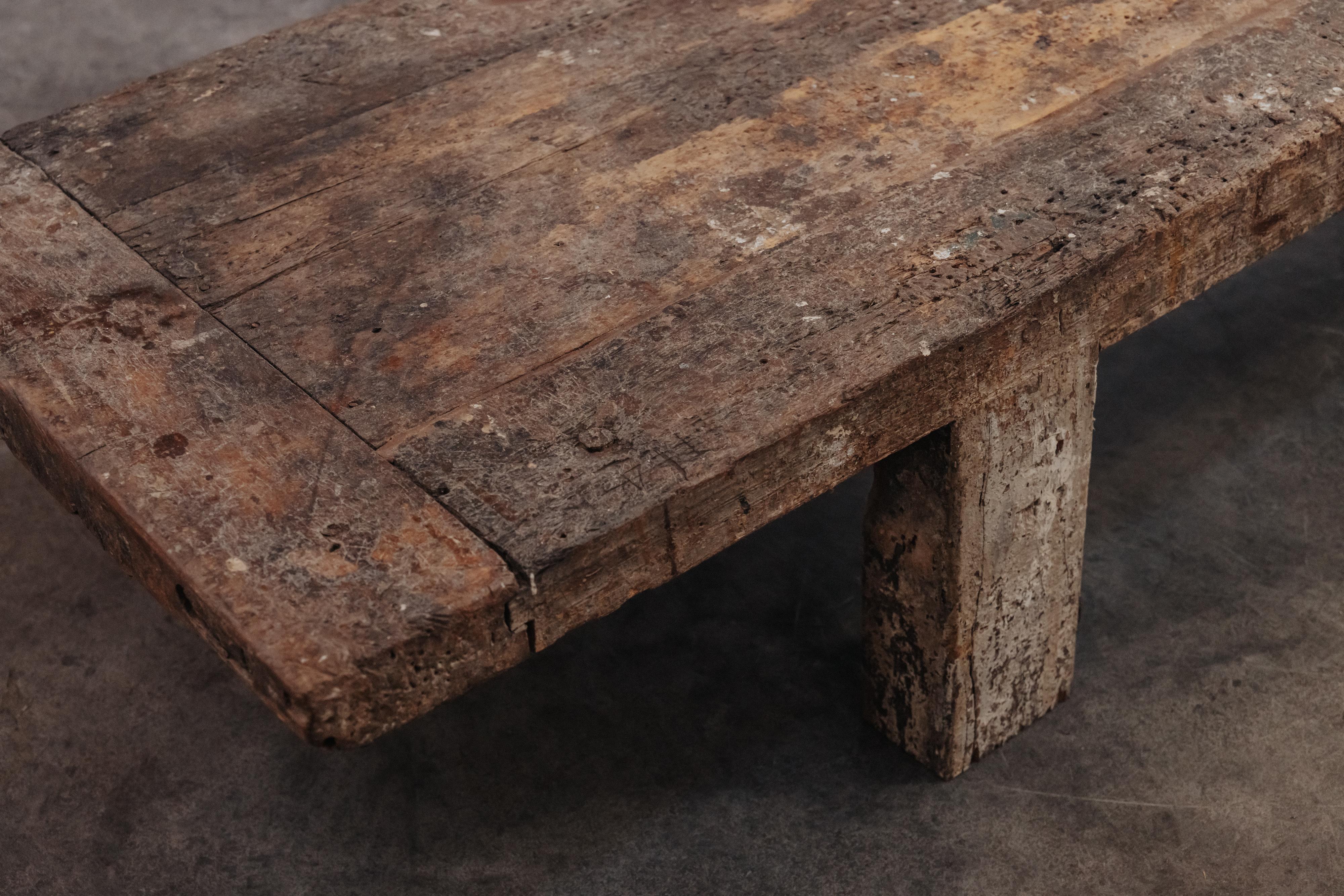 XL Primitive Oak Coffee Table From France, Circa 1940 For Sale 3