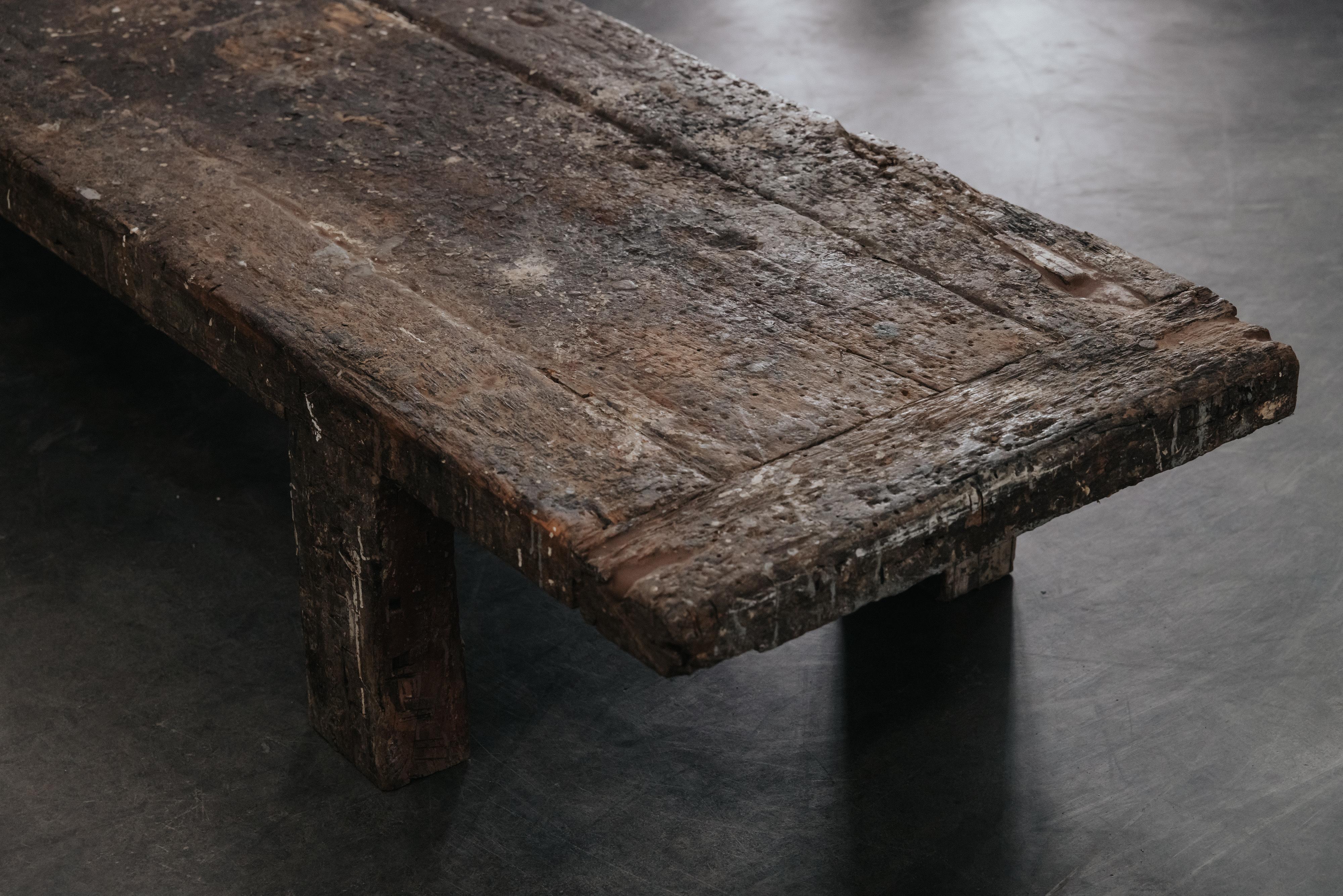 XL Primitive Oak Coffee Table From France, Circa 1940 For Sale 4