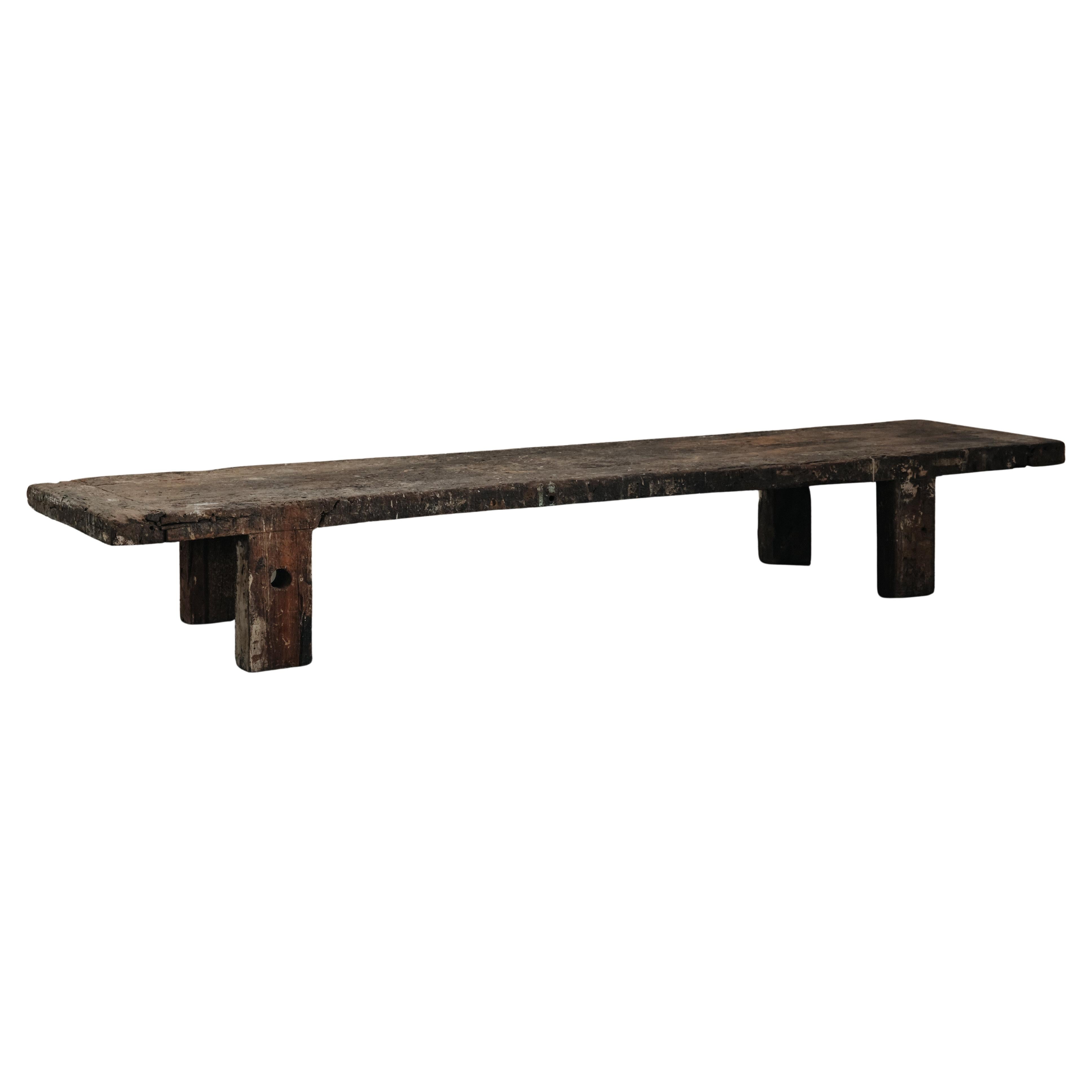 XL Primitive Oak Coffee Table From France, Circa 1940