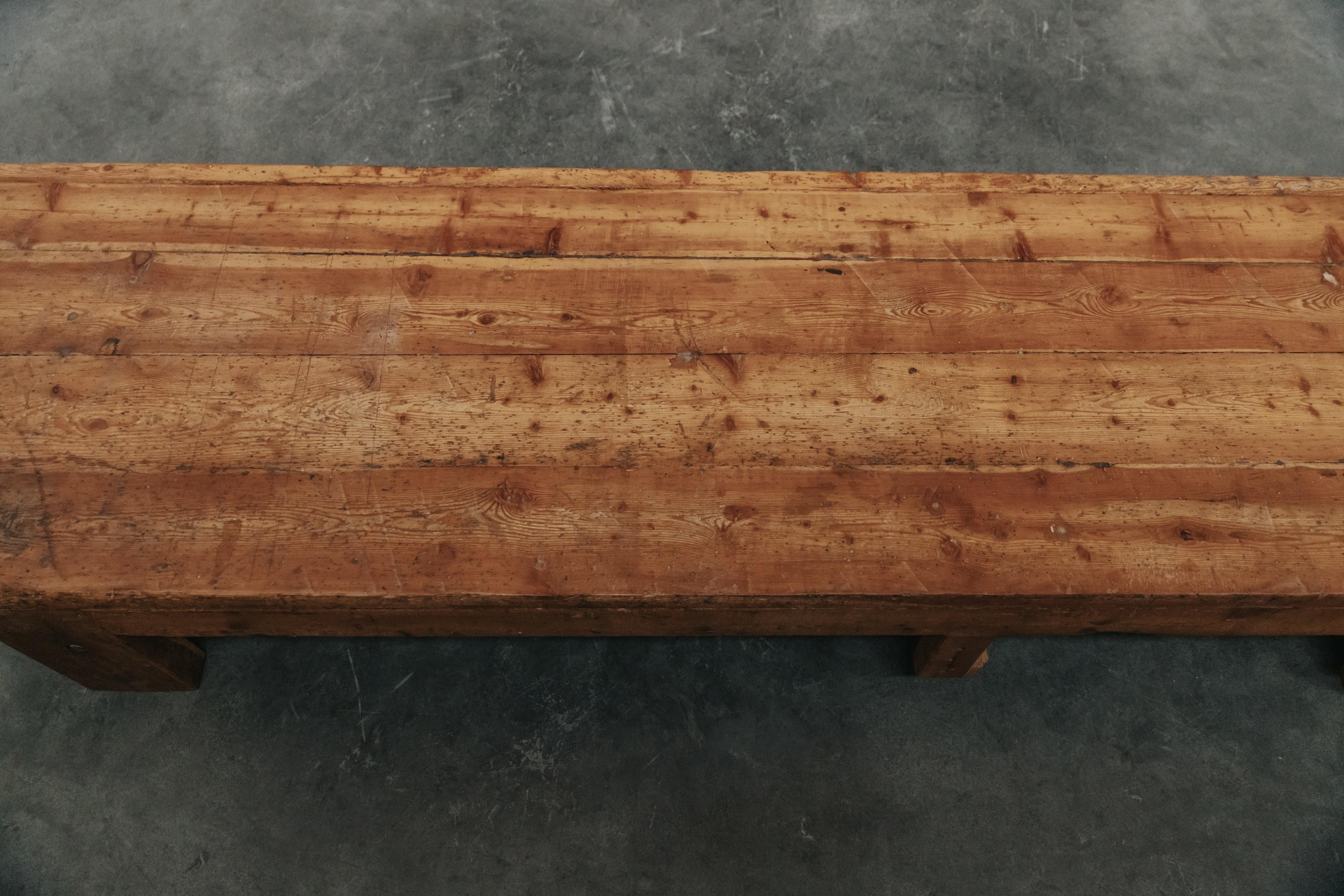 Early 20th Century XL Primitive Pine Coffee Table From France, Circa 1900 For Sale