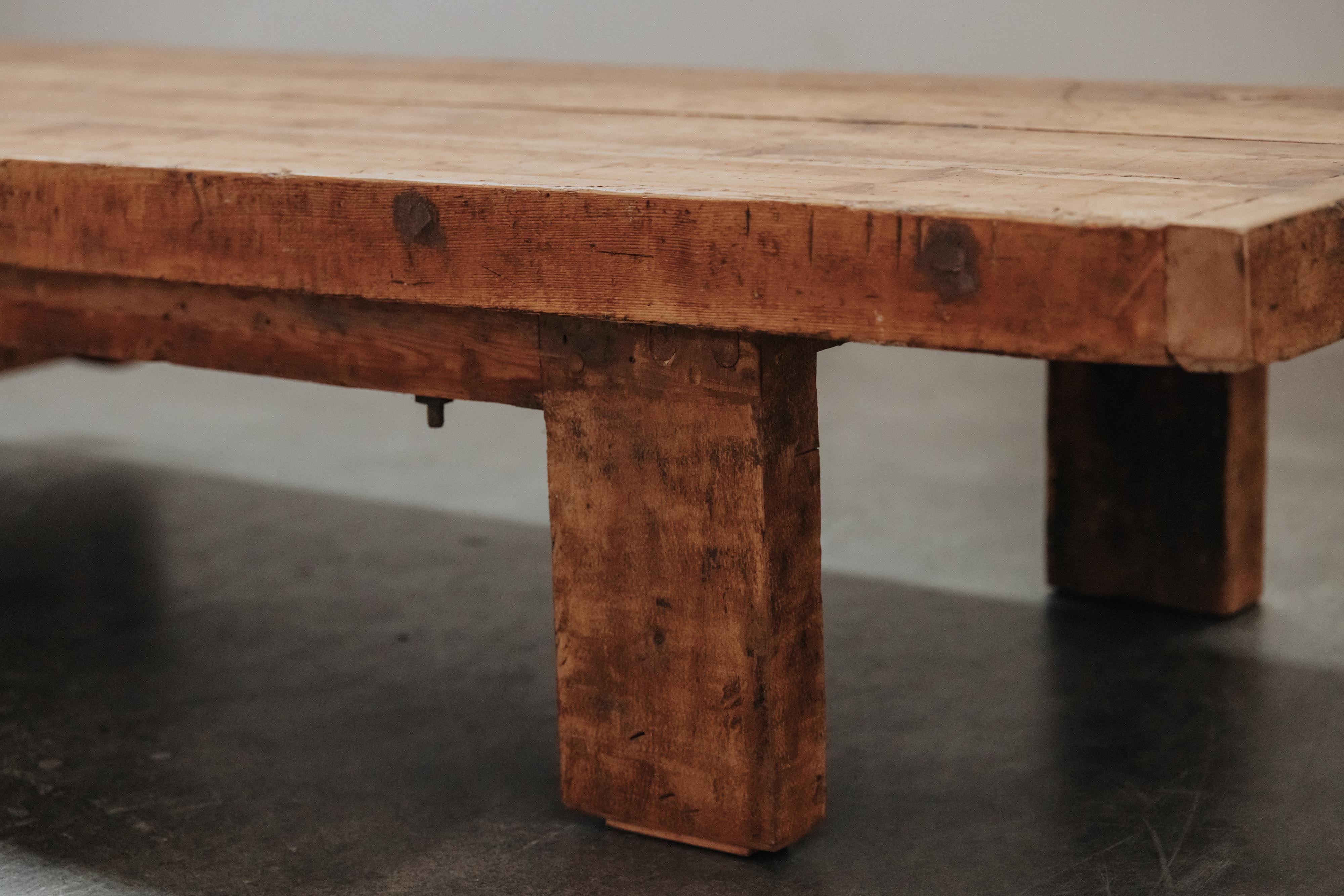 XL Primitive Pine Coffee Table From France, Circa 1900 For Sale 1