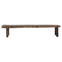 Antique XL Primitive Portuguese Chestnut Bench Wabi Sabi