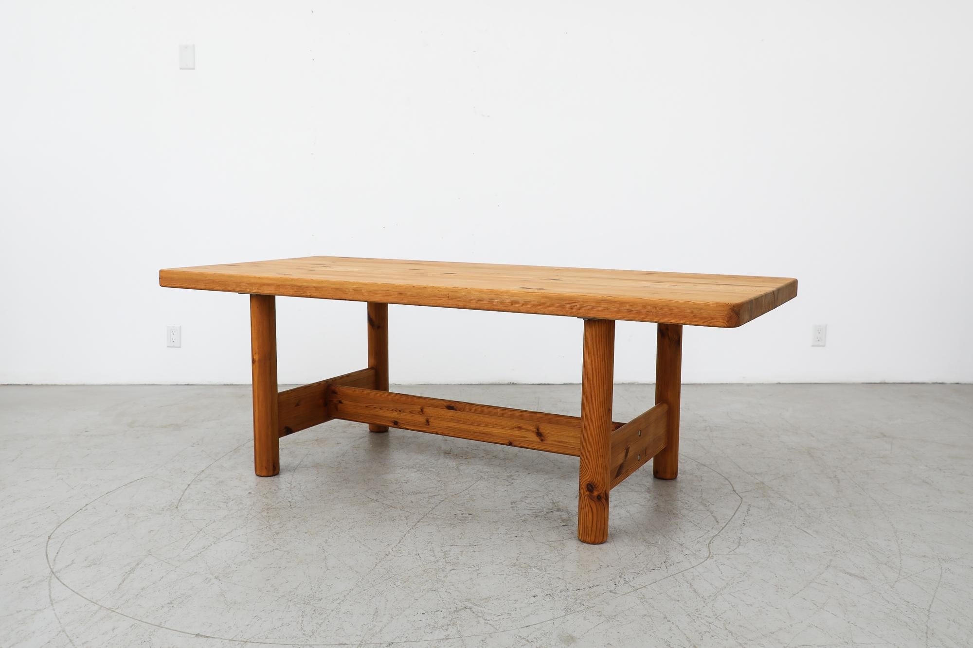Mid-Century Modern XL Hand Waxed Pine Dining Table by Rainer Daumiller for Hirtshals Savvaerk  For Sale