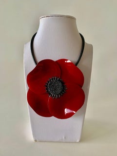 XL Red Poppy Statement Necklace/Brooch