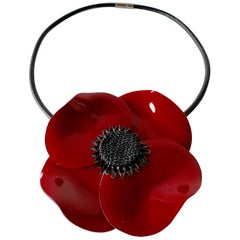 XL Red Poppy Statement Necklace/Brooch