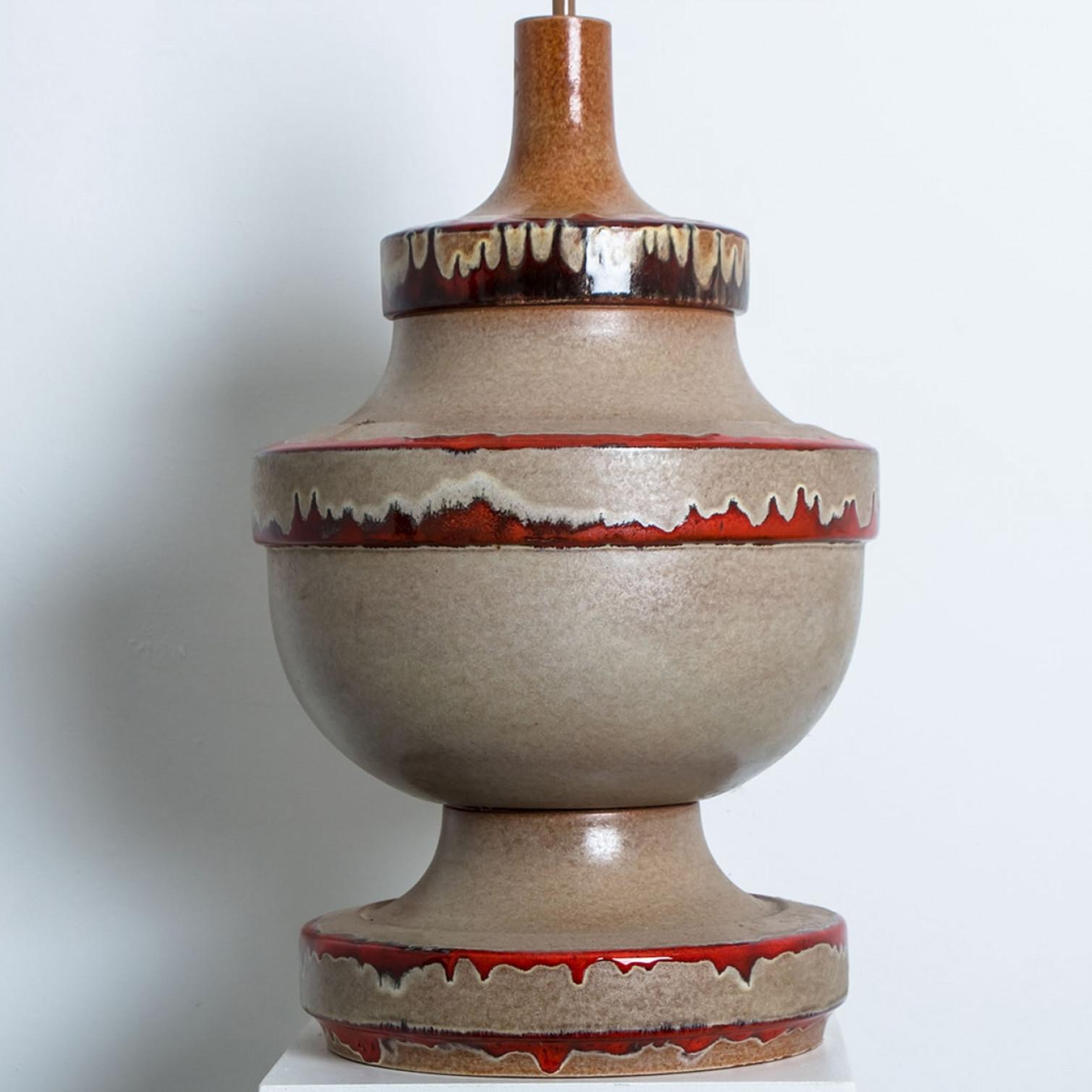 Céramique Lampe de bureau XL en céramique rouge taupe, Allemagne en vente