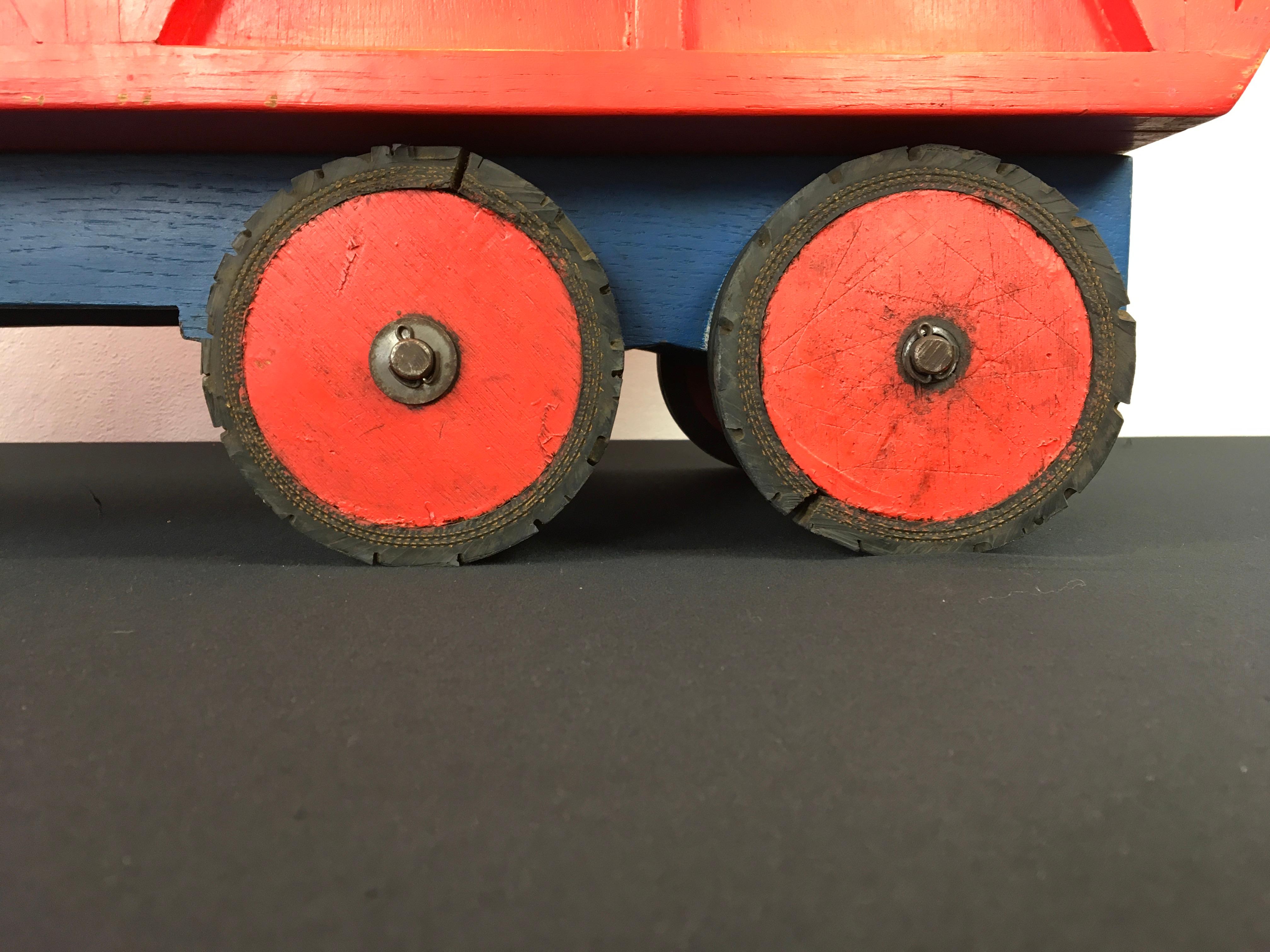 XL Red Wooden Dump Truck Toy, 1950s For Sale 6