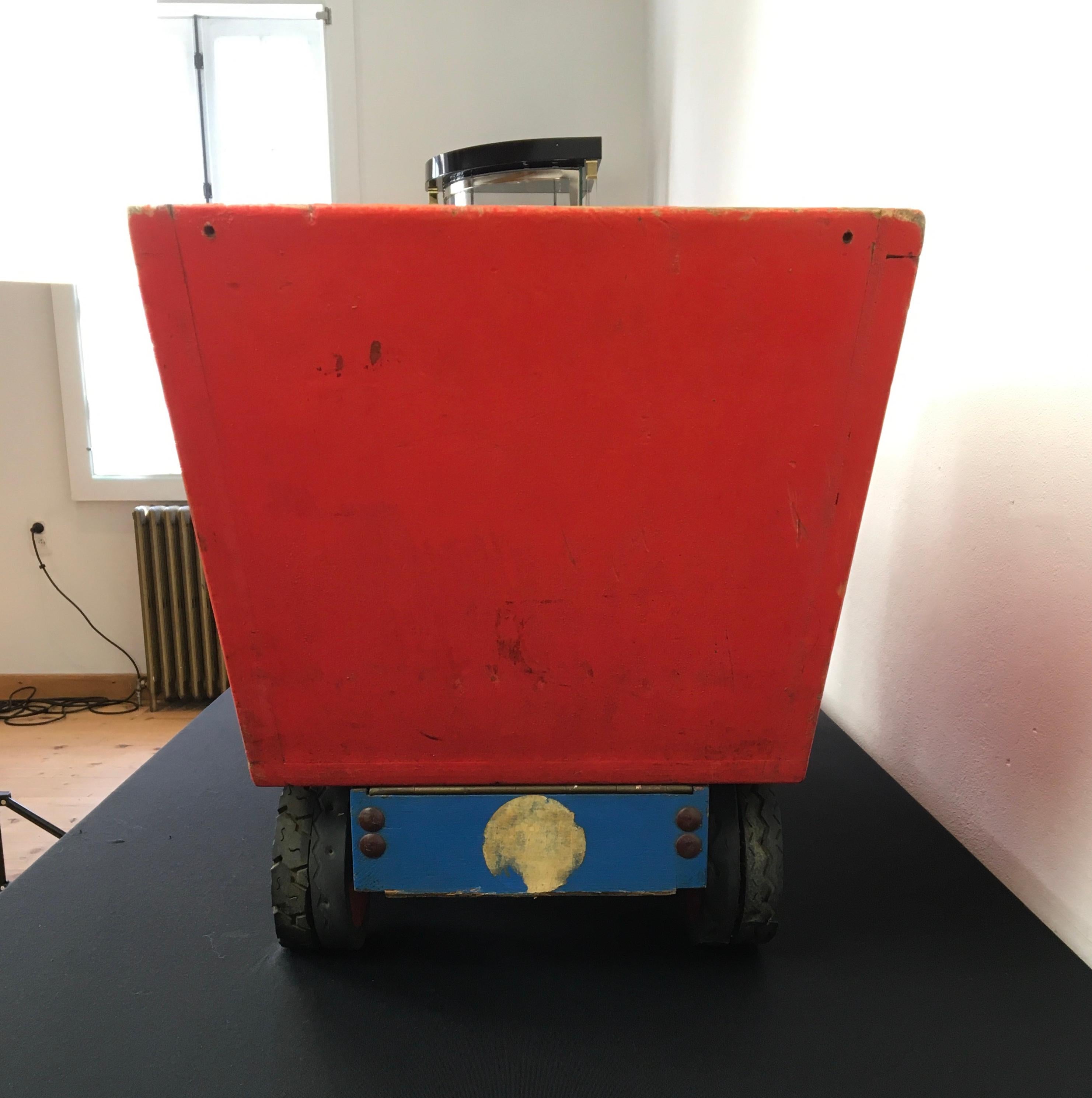 XL Red Wooden Dump Truck Toy, 1950s For Sale 9