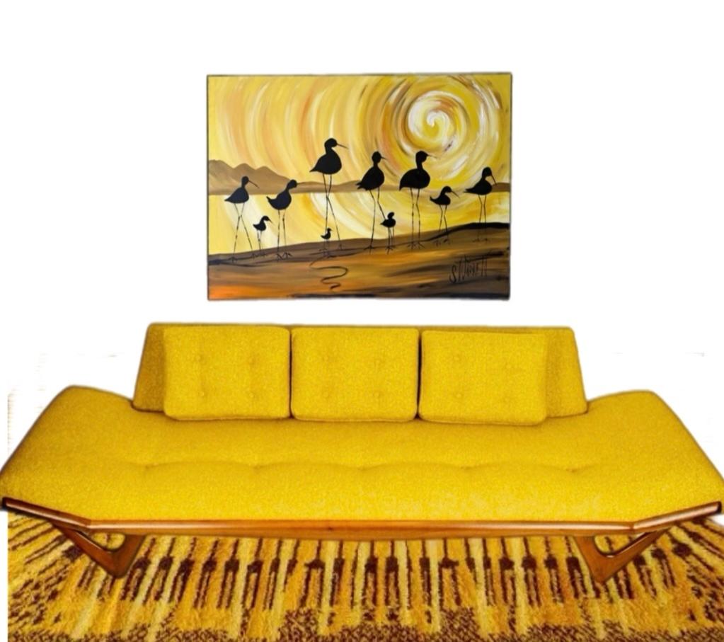 XL Robert McCaine style Mid Century Modern Shore Birds Nautical Painting Warren en vente 4