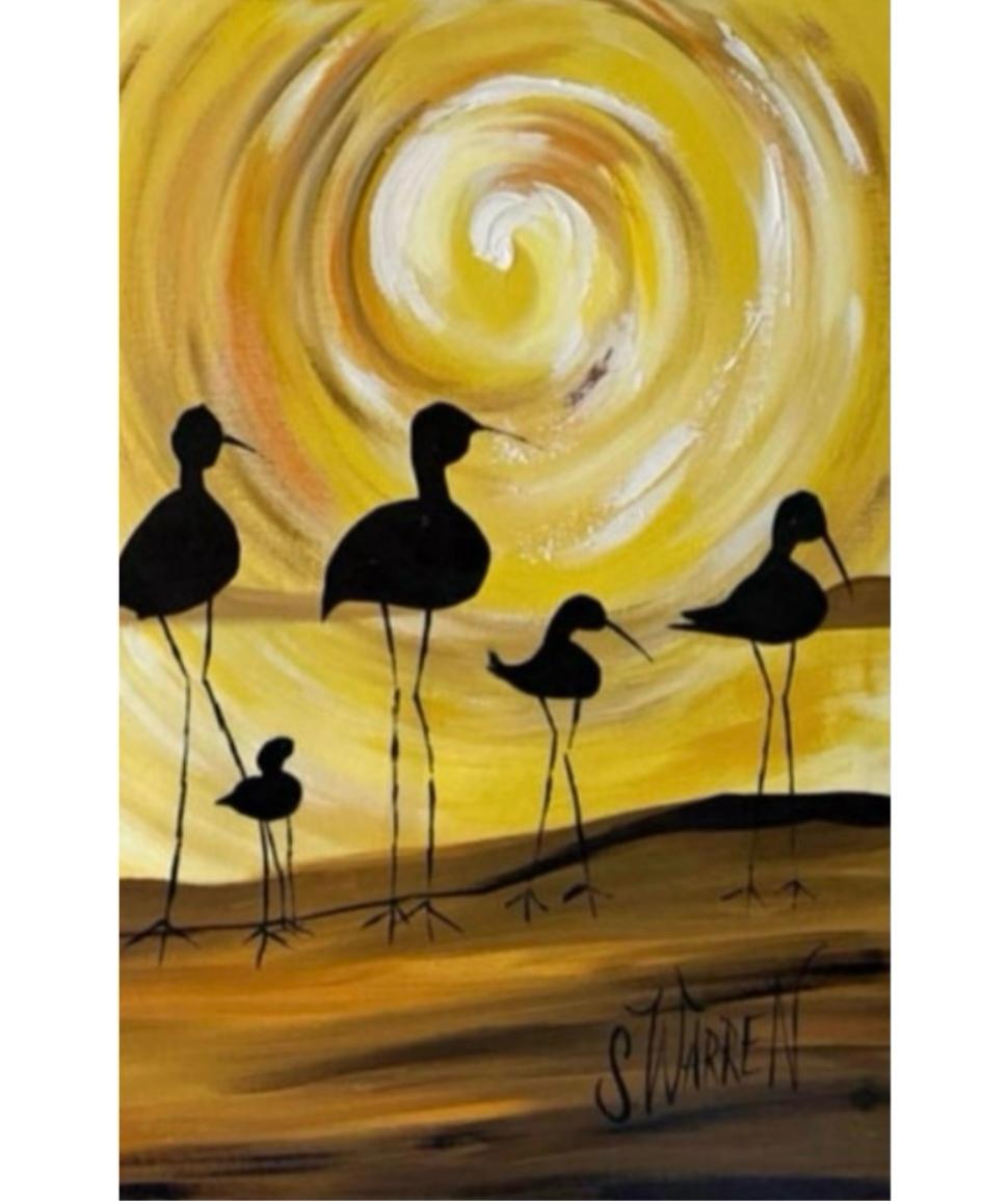 XL Robert McCaine style Mid Century Modern Shore Birds Peinture nautique par S. Warren

Exceptionnelle peinture à l'huile de très grande taille, encadrée, de style moderne du milieu du siècle, à empâtement épais, représentant des oiseaux de rivage