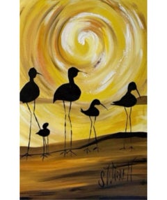 XL Robert McCaine style Mid Century Modern Shore Birds Nautical Painting Warren