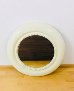 Extra Large Round American Beige Wall Mirror, 1970s