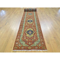 Extra Large Runner Antiqued Heriz Pure Wool Black Handmade Oriental Rug