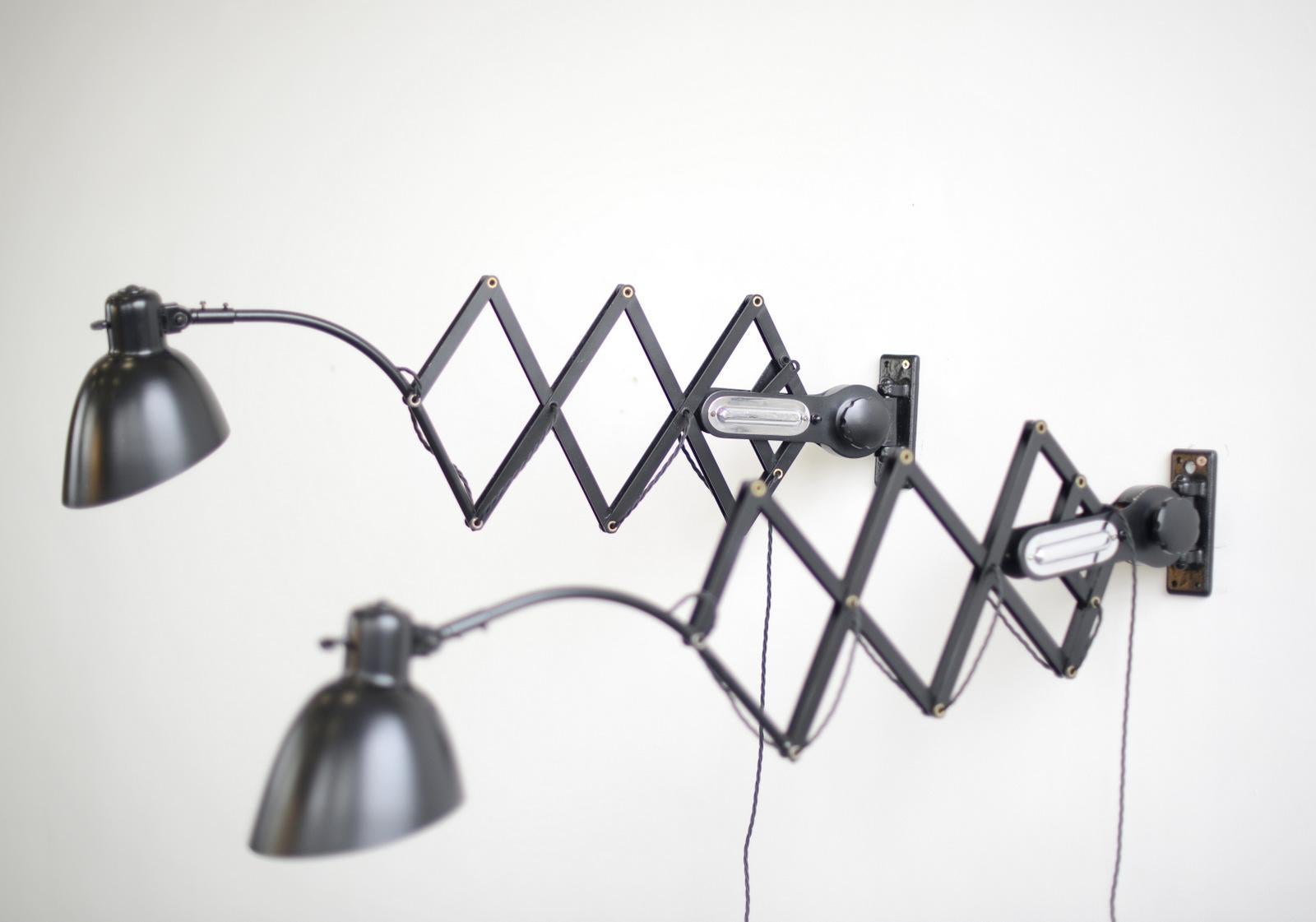 German Extra Large Scissor Lamps by Schaco, circa 1930s