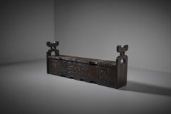 Xl Sculptural Wooden Bench by Francesco Pasinato, 1970s