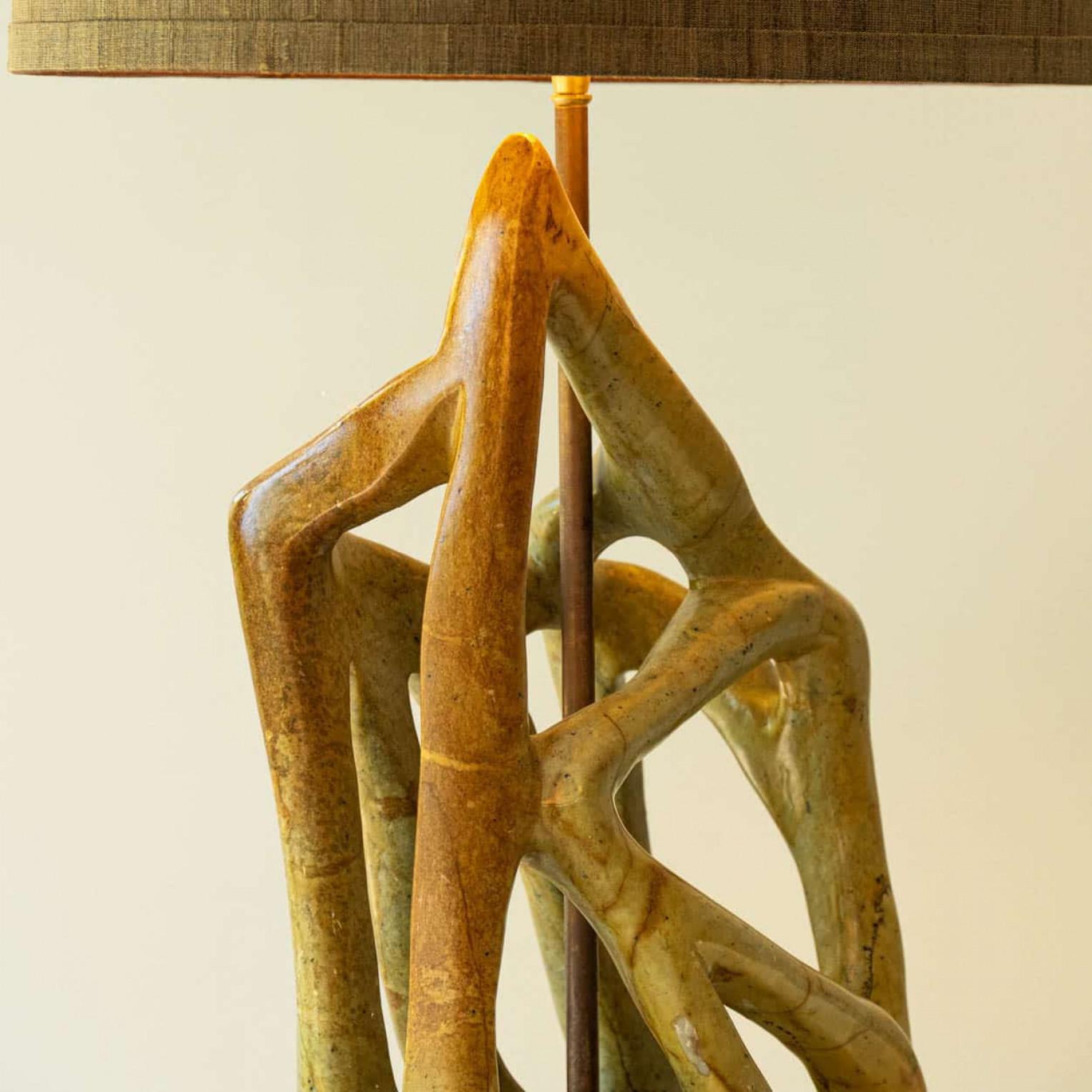 XL Serpentine Table Lamp, New Lampshade by R. Houben, 1970s in vendita 3
