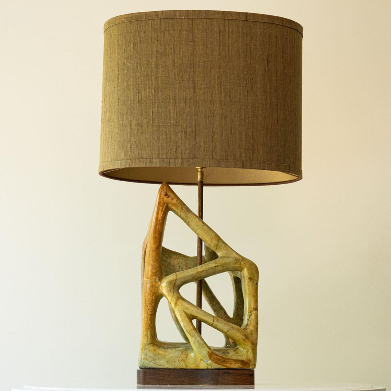 Mid-Century moderno XL Serpentine Table Lamp, New Lampshade by R. Houben, 1970s in vendita