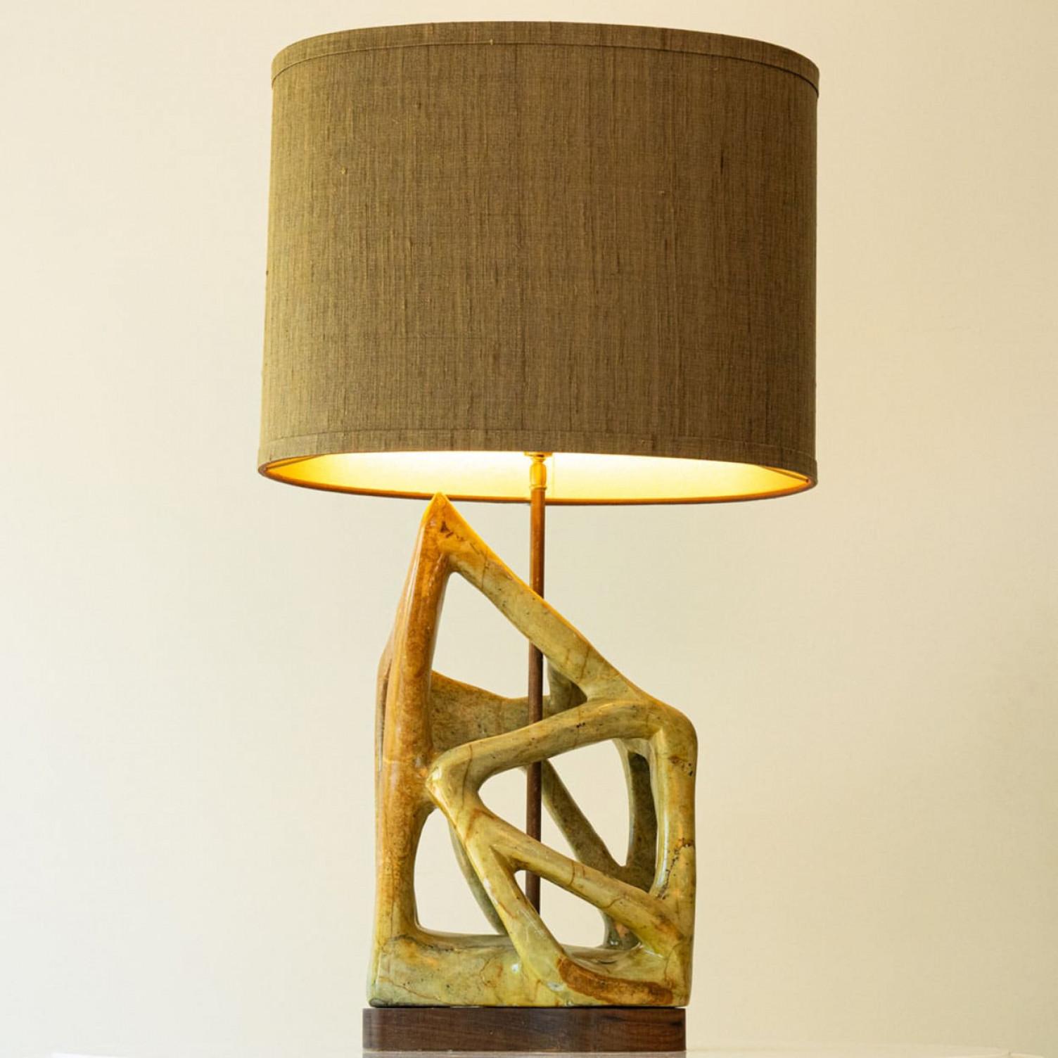 Francese XL Serpentine Table Lamp, New Lampshade by R. Houben, 1970s in vendita