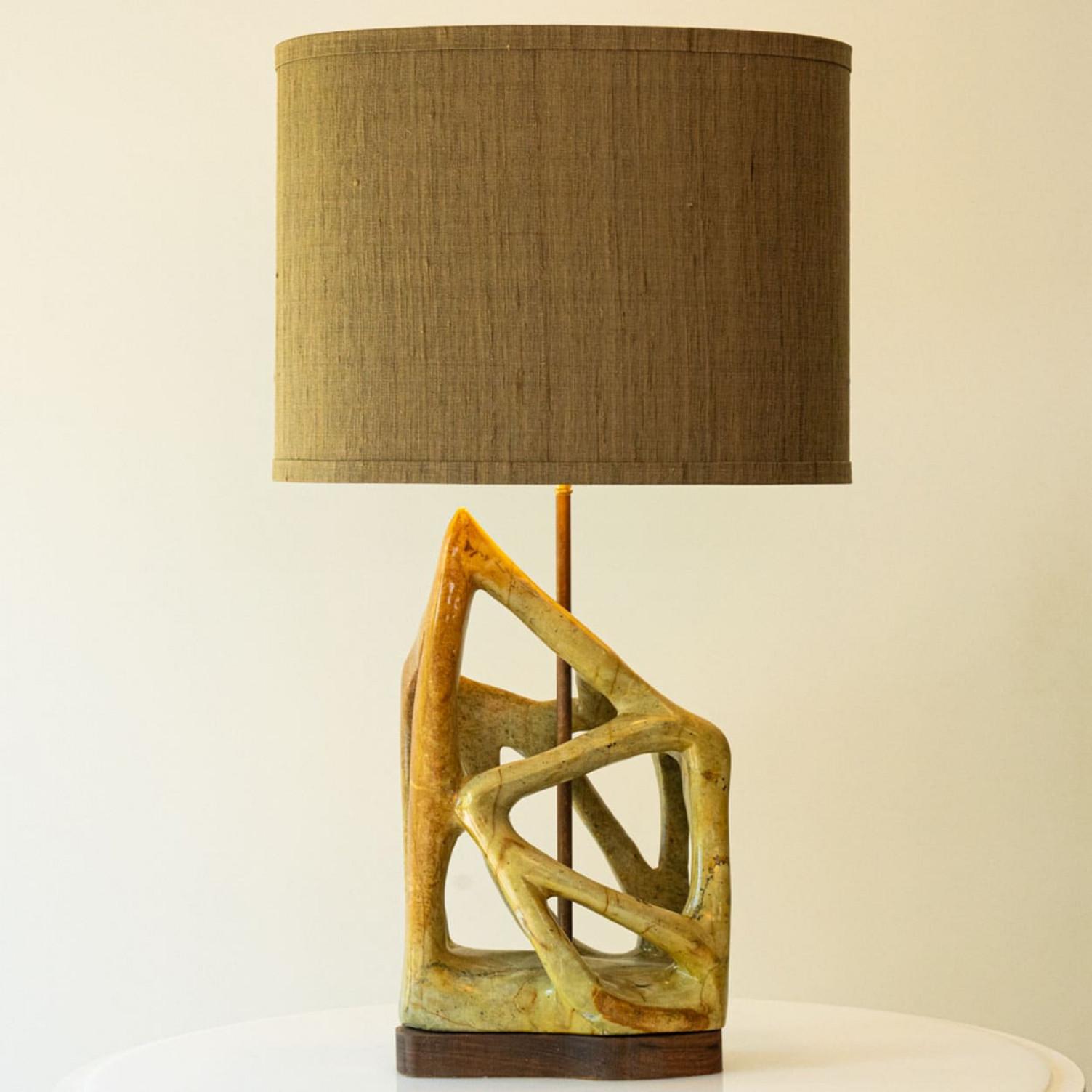 Altro XL Serpentine Table Lamp, New Lampshade by R. Houben, 1970s in vendita