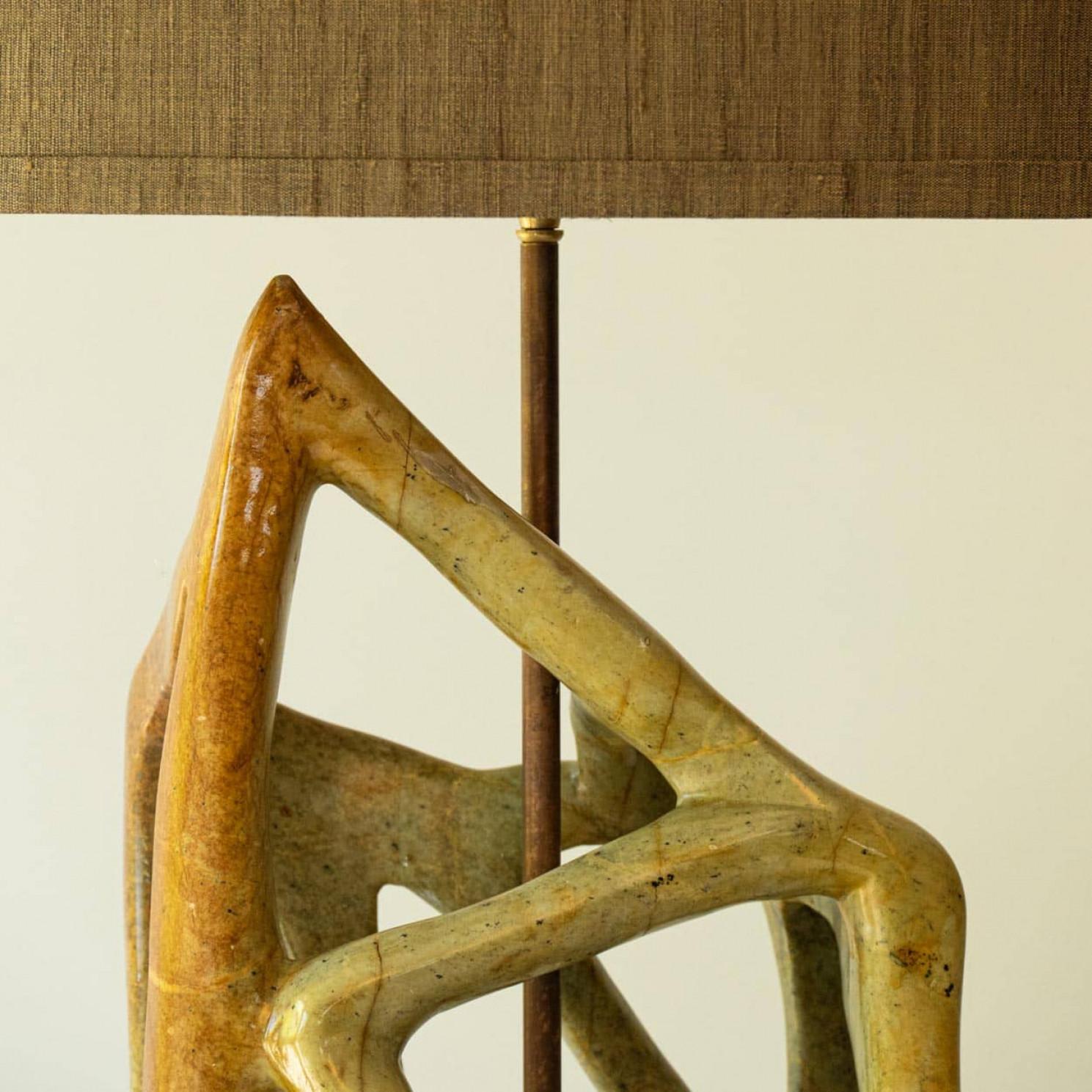 Fine XX secolo XL Serpentine Table Lamp, New Lampshade by R. Houben, 1970s in vendita