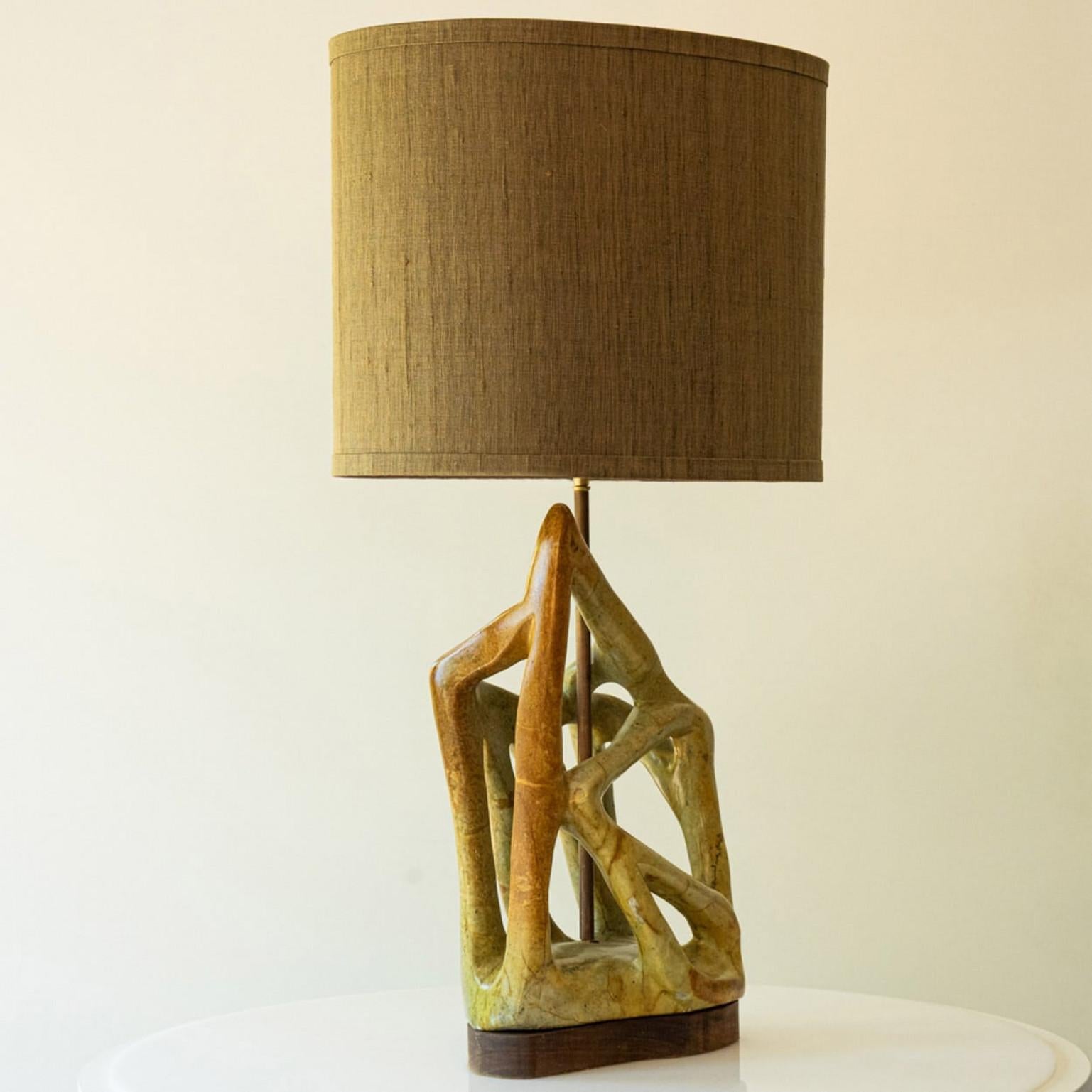 XL Serpentine Table Lamp, New Lampshade by R. Houben, 1970s in vendita 1