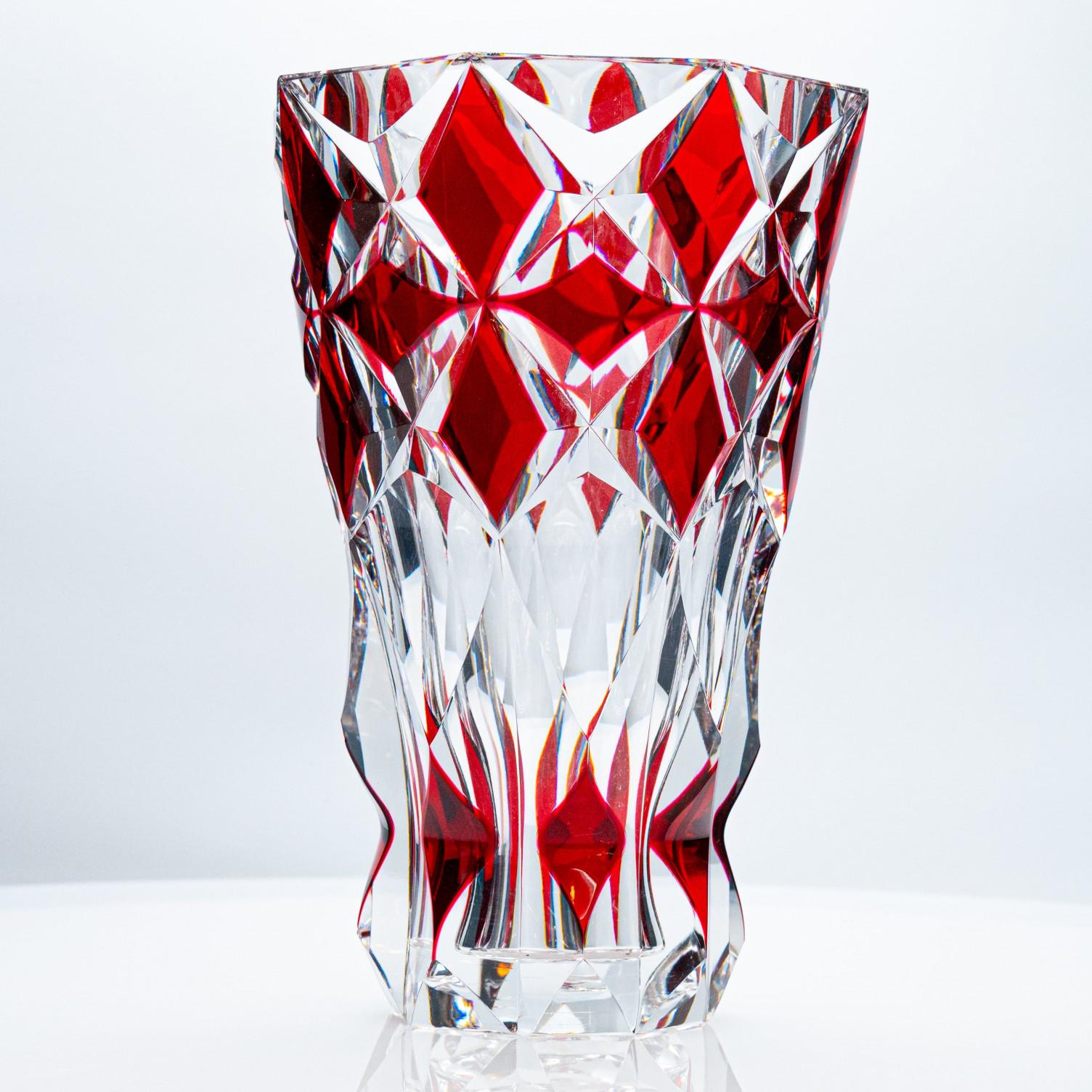 Art Nouveau XL Set of 2 Large Saint Louis Vases, Deep Red Crystal, France For Sale