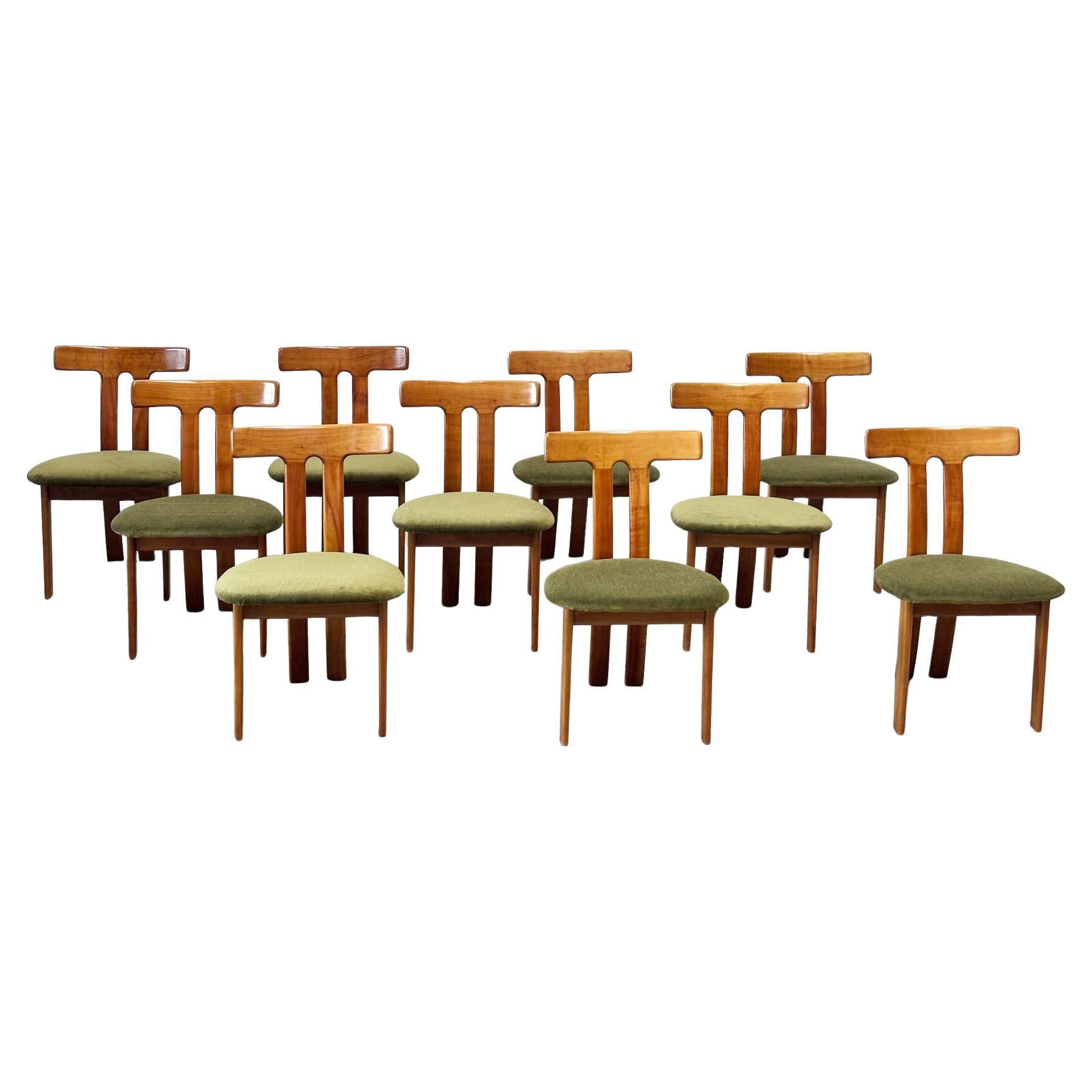 Xl set of ten T-shape dining chairs en vente