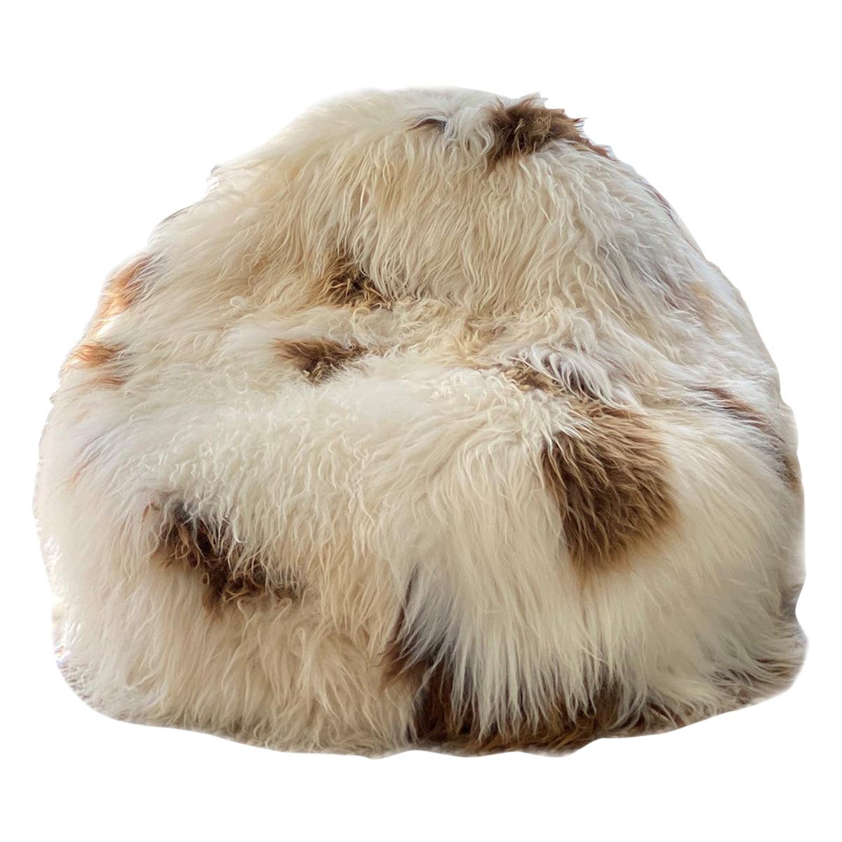 XL Shaggy Bean Bag Chair Cover, Sheepskin Caramel Spot For Sale