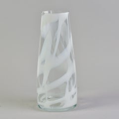 XL Signierte La murrina Vase aus weißem und klarem Muranoglas