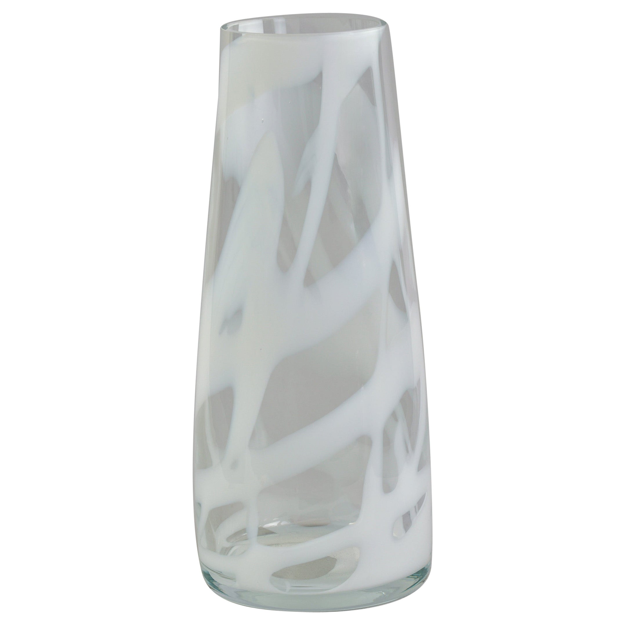 XL Signed La Murrina White and Clear Murano Glass Vase For Sale