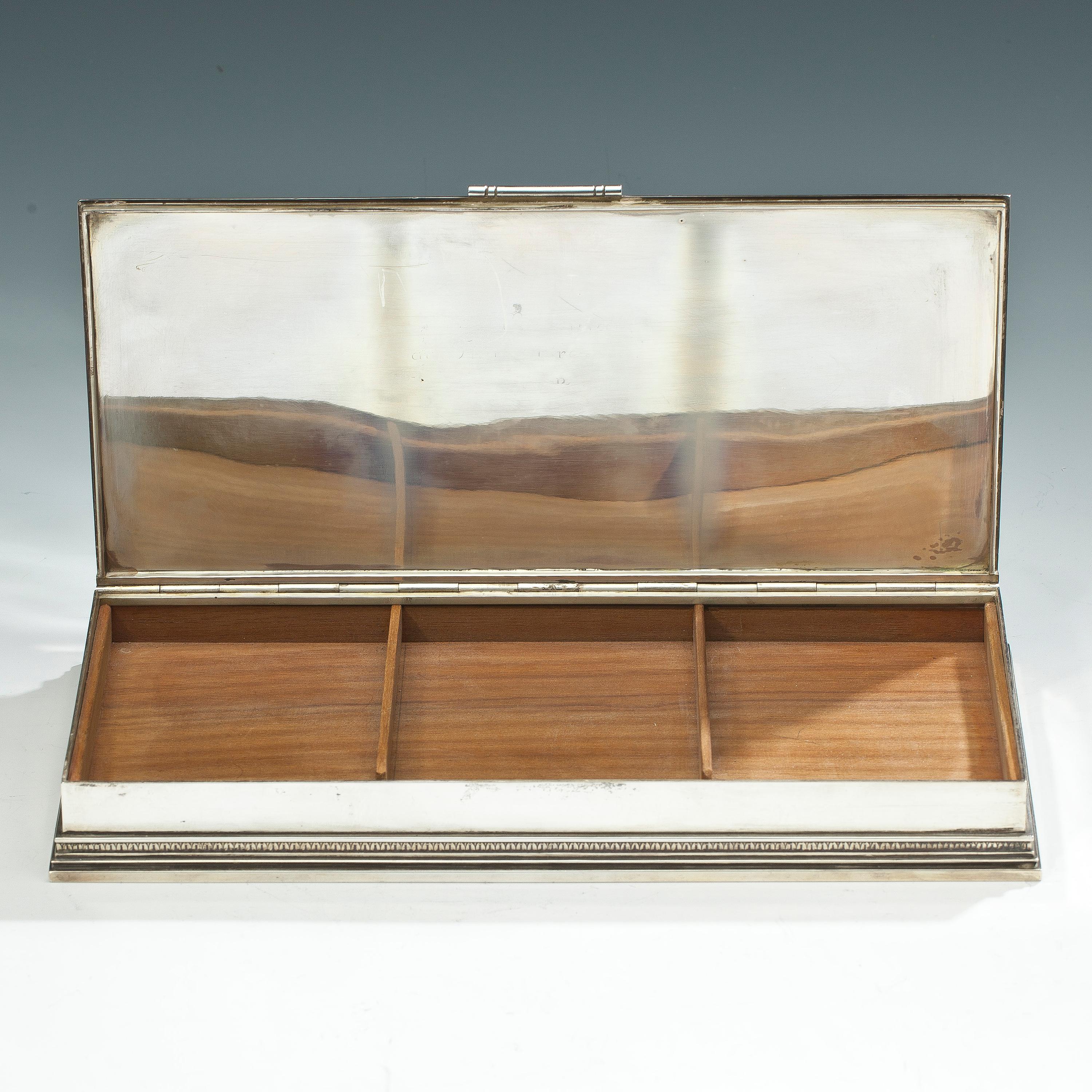 20th Century XL Silver Box by Atelier Borgia Sweden Signed For Sale