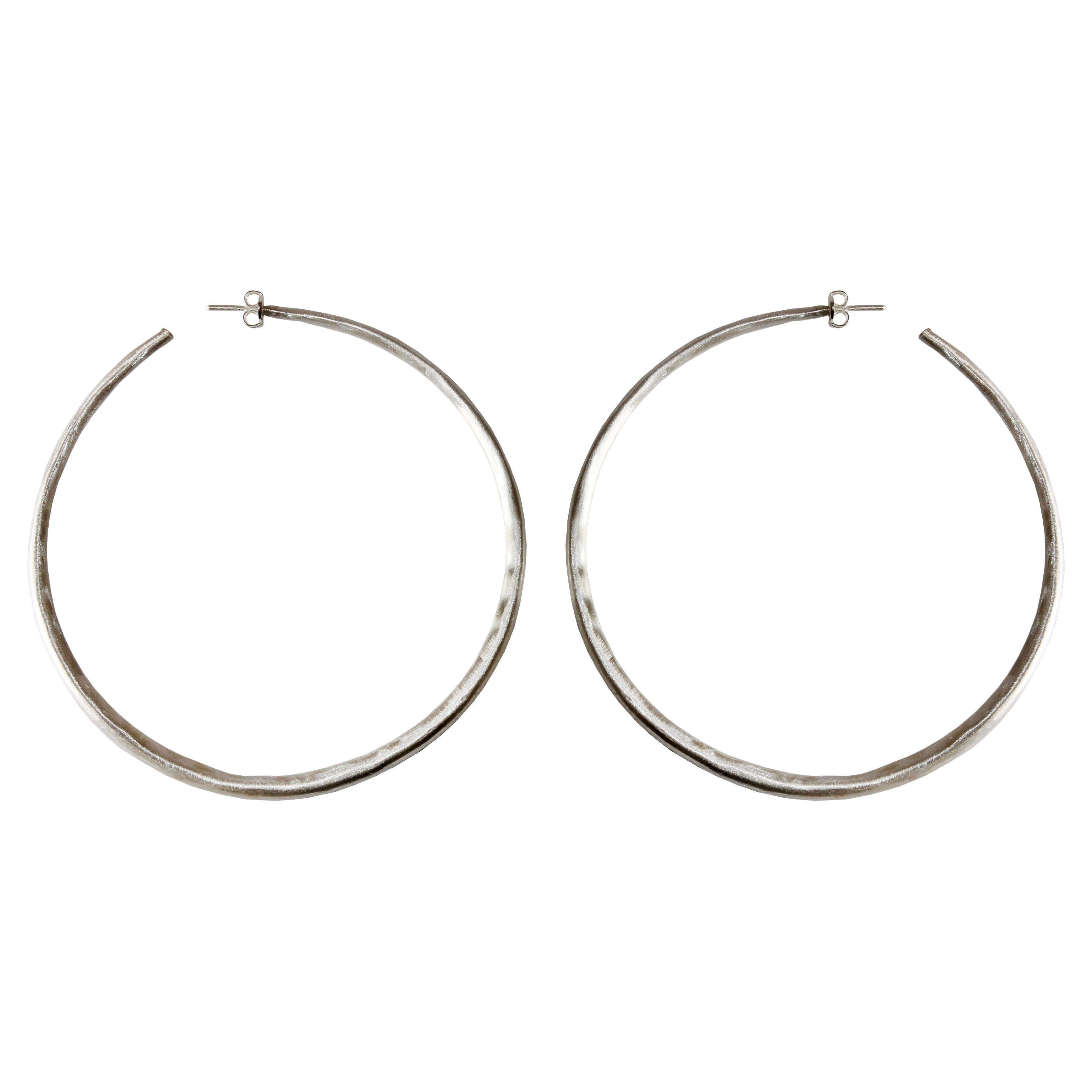 XL Silver Chenier Hoop Earrings