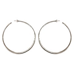 XL Silver Chenier Hoop Earrings