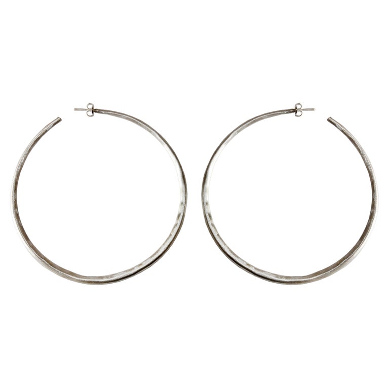 Chemier XL Silver Chenier Hoop Earrings For Sale at 1stDibs