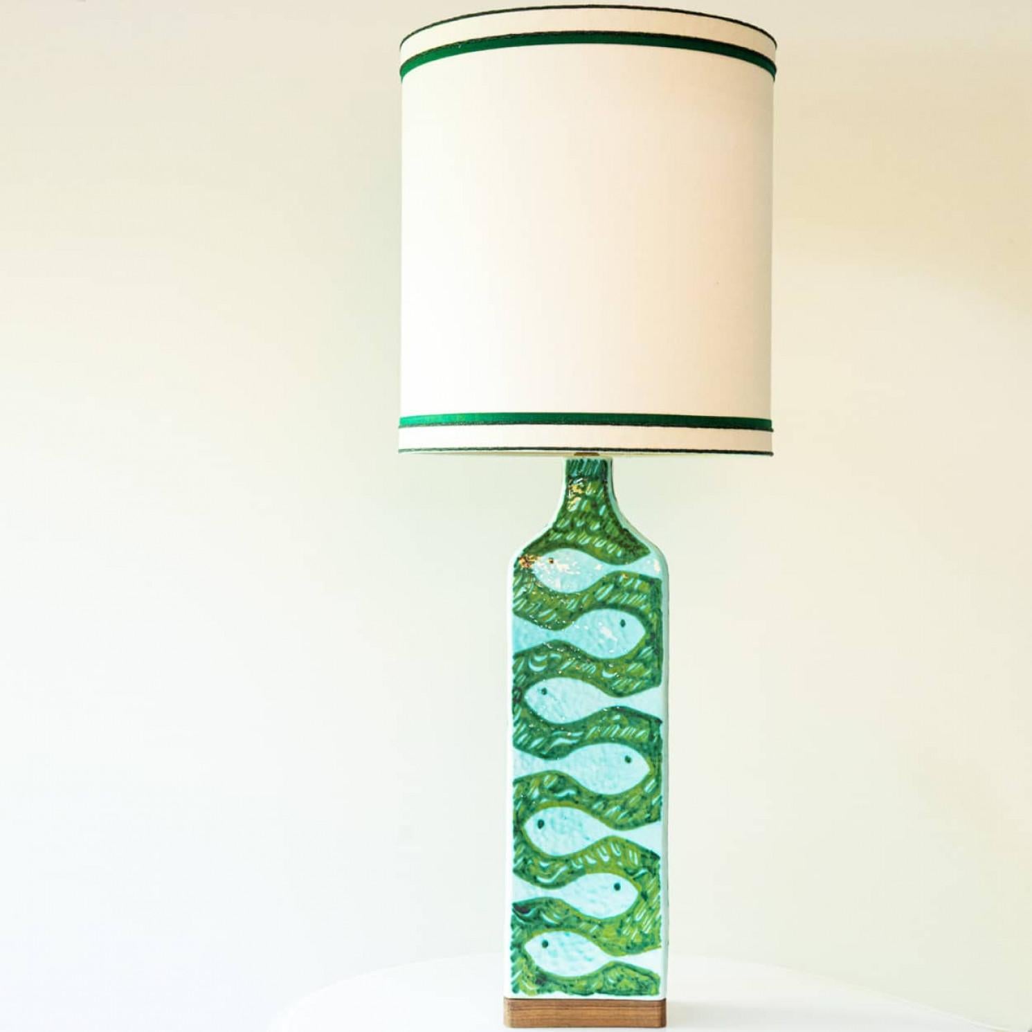 Lampada da terra XL Smaragd and Light in ceramica turchese, paralume nuovo di R. Houben in vendita 3