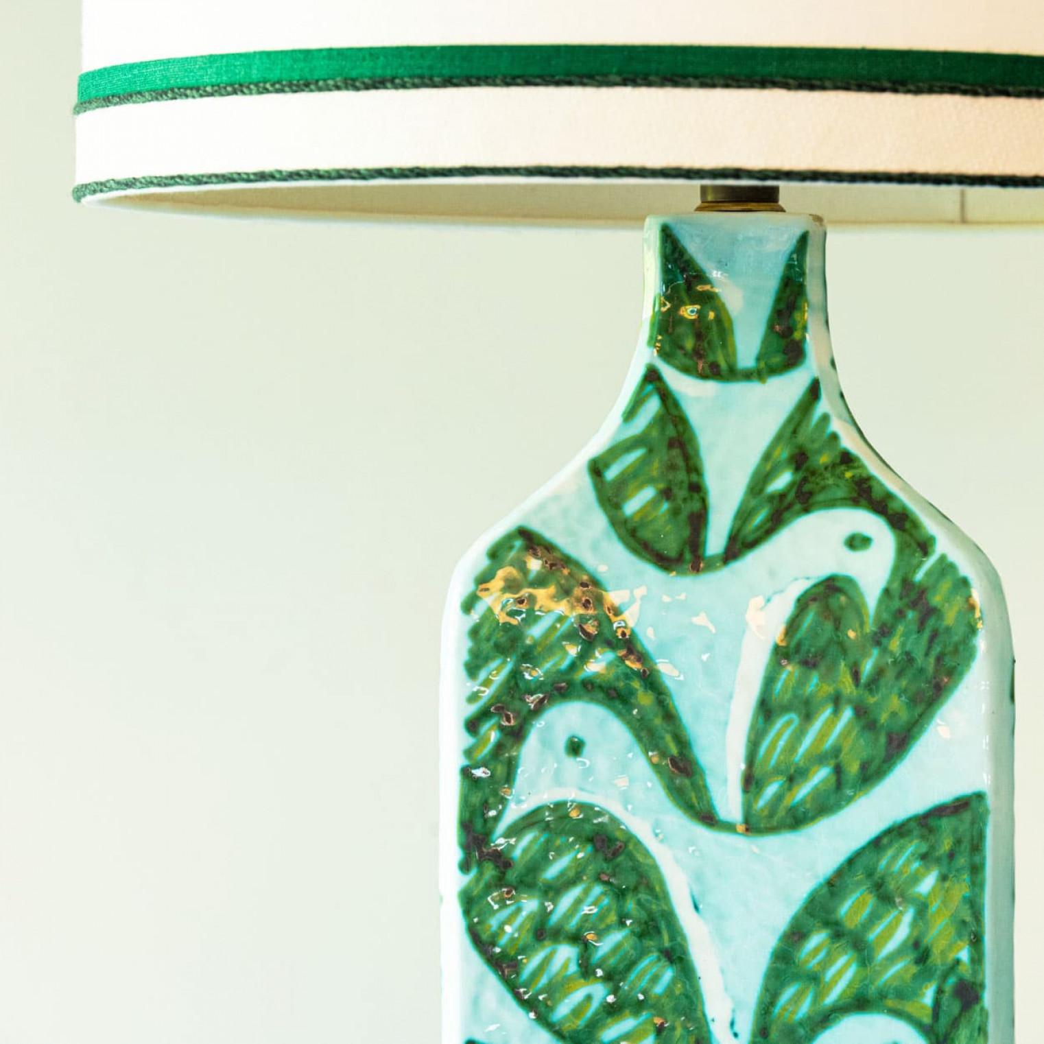 Lampada da terra XL Smaragd and Light in ceramica turchese, paralume nuovo di R. Houben In condizioni buone in vendita a Rijssen, NL