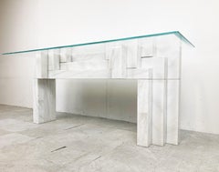 XL Solid Marble Console Table, 1980s