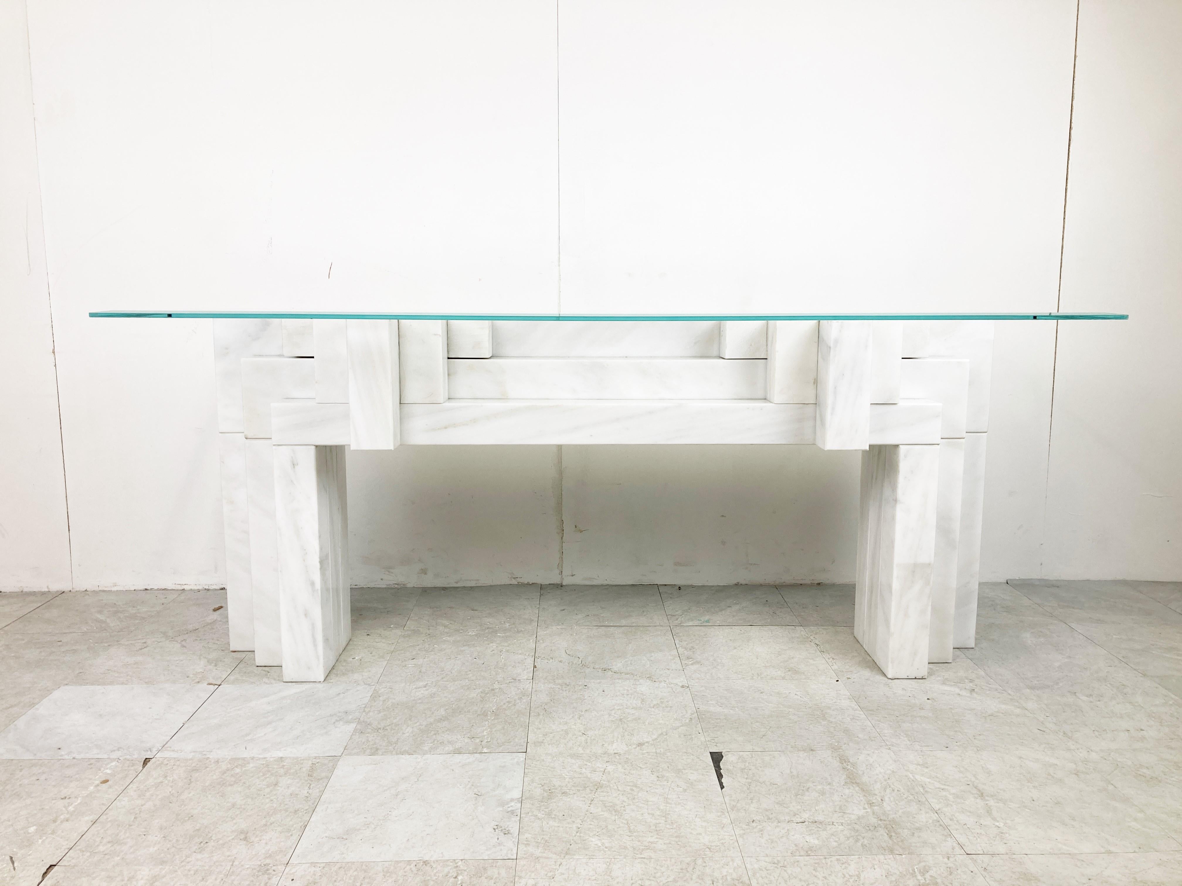 Late 20th Century XL Solid Marble Console Table, 1980s  For Sale