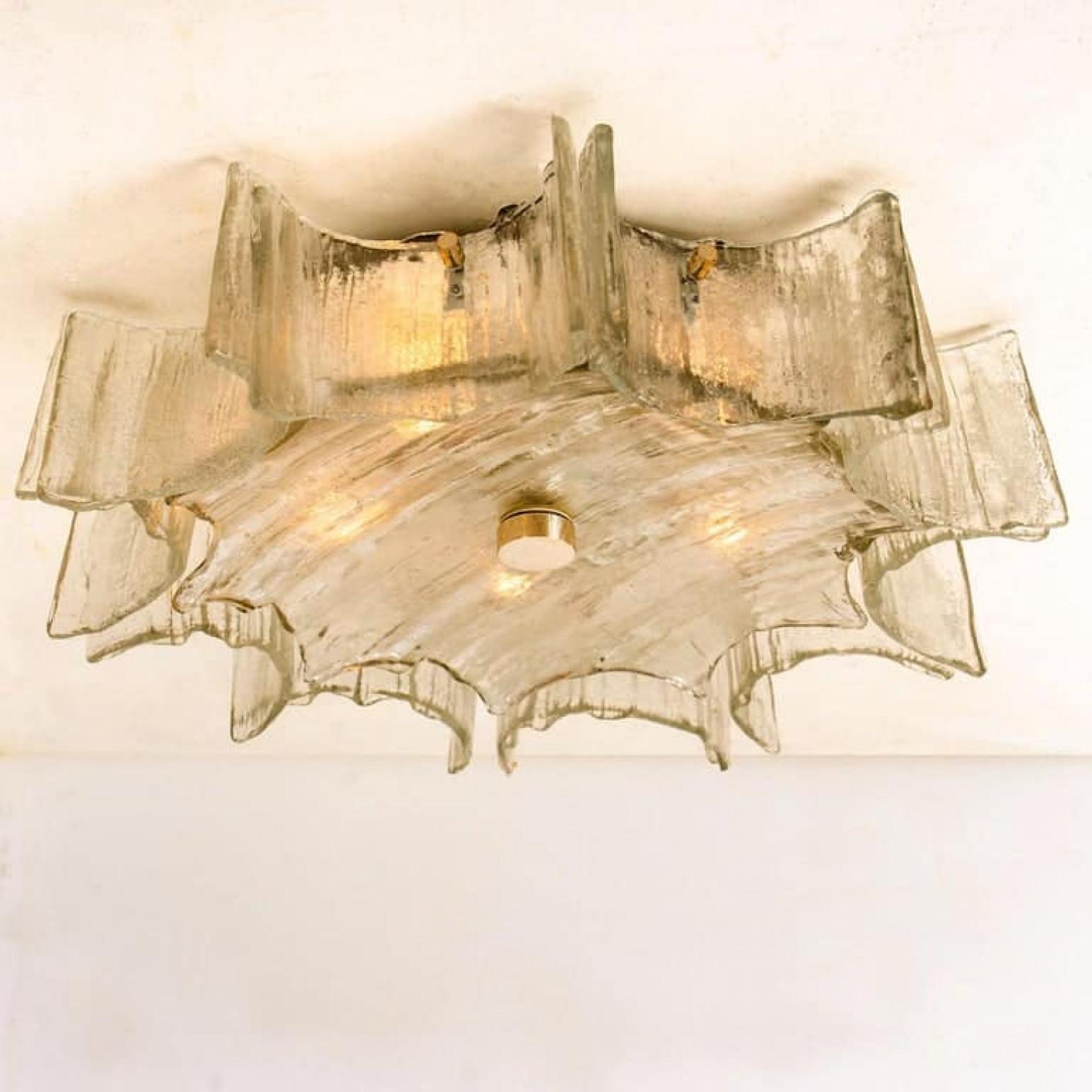 Mid-Century Modern Plafonnier en verre en forme d'étoile XL, années 1960 en vente